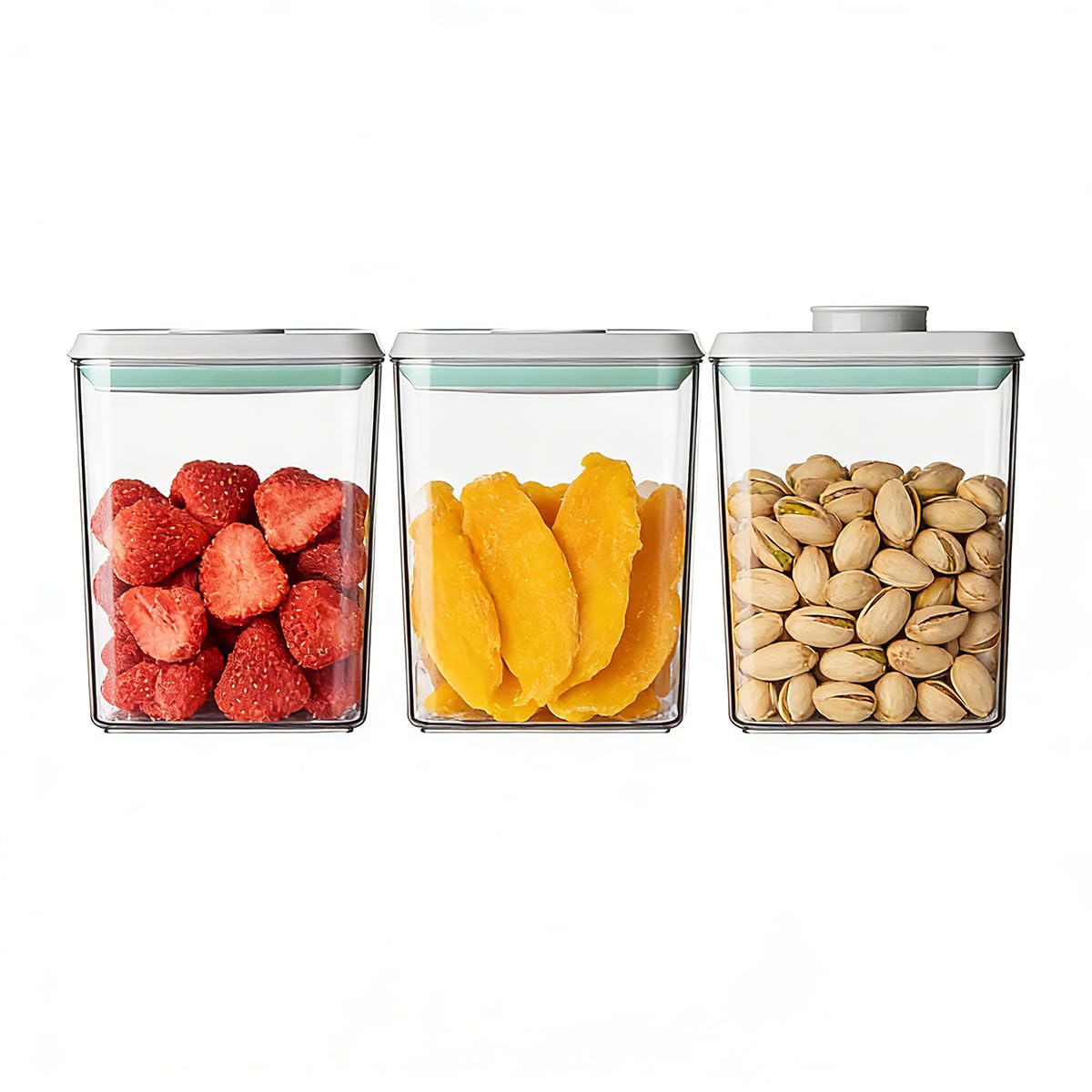 Airtight Food Storage Containers Set with One-Touch Lid, 2-Pack (2.8 QT / 2.65 L) Stackable PET, Best for Cereal, Flour, Rice & Baking Organizers.