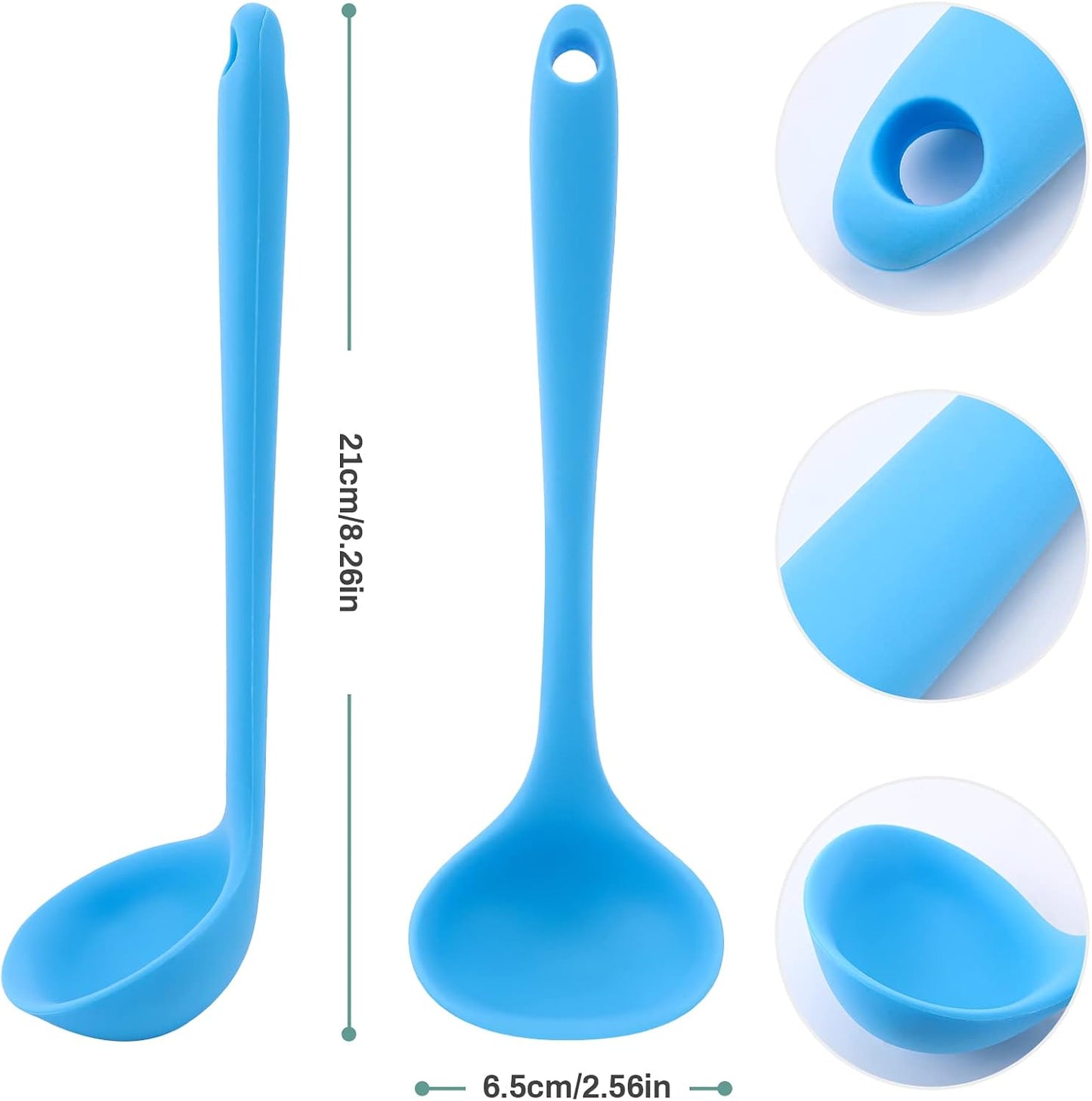 5 Pieces Silicone Ladles for Cooking - Small Soup Ladle Spoon Heat Resistant Kitchen Ladle Spoons, Cooking and Serving Spoon for Soup Sauce Chili Gravy Canning Pouring (5 Colors)