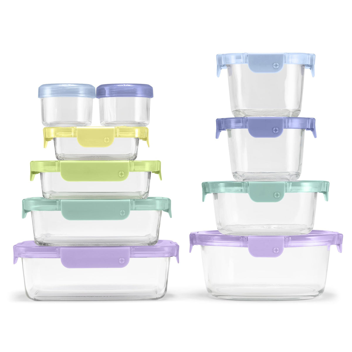 Ello Color Lock 3.4 Cup Glass Meal Prep Containers & Lids, 5 Pack, Desert