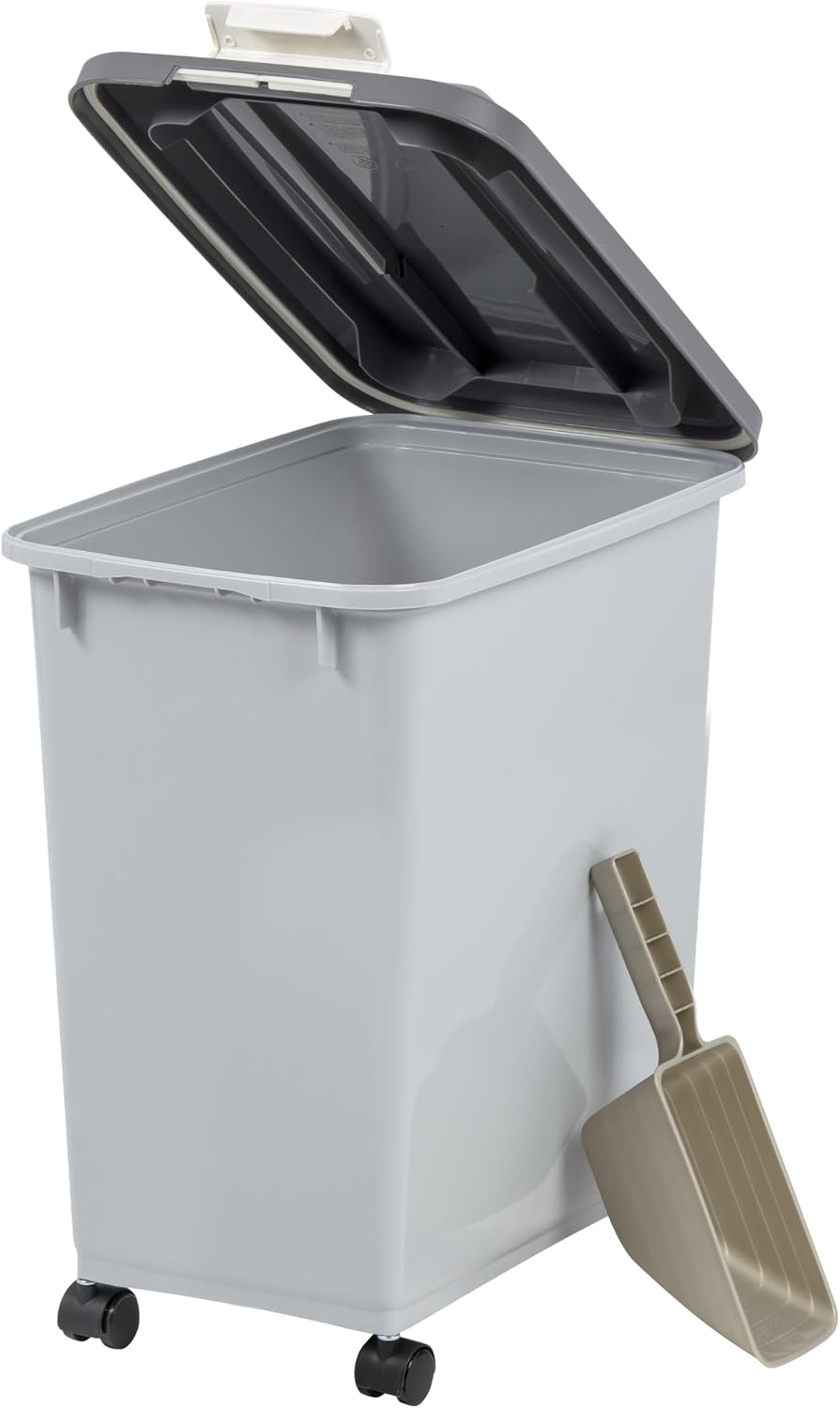 IRIS USA Dog Food Storage Container, Up to 30 lbs, Gray/Dark Gray