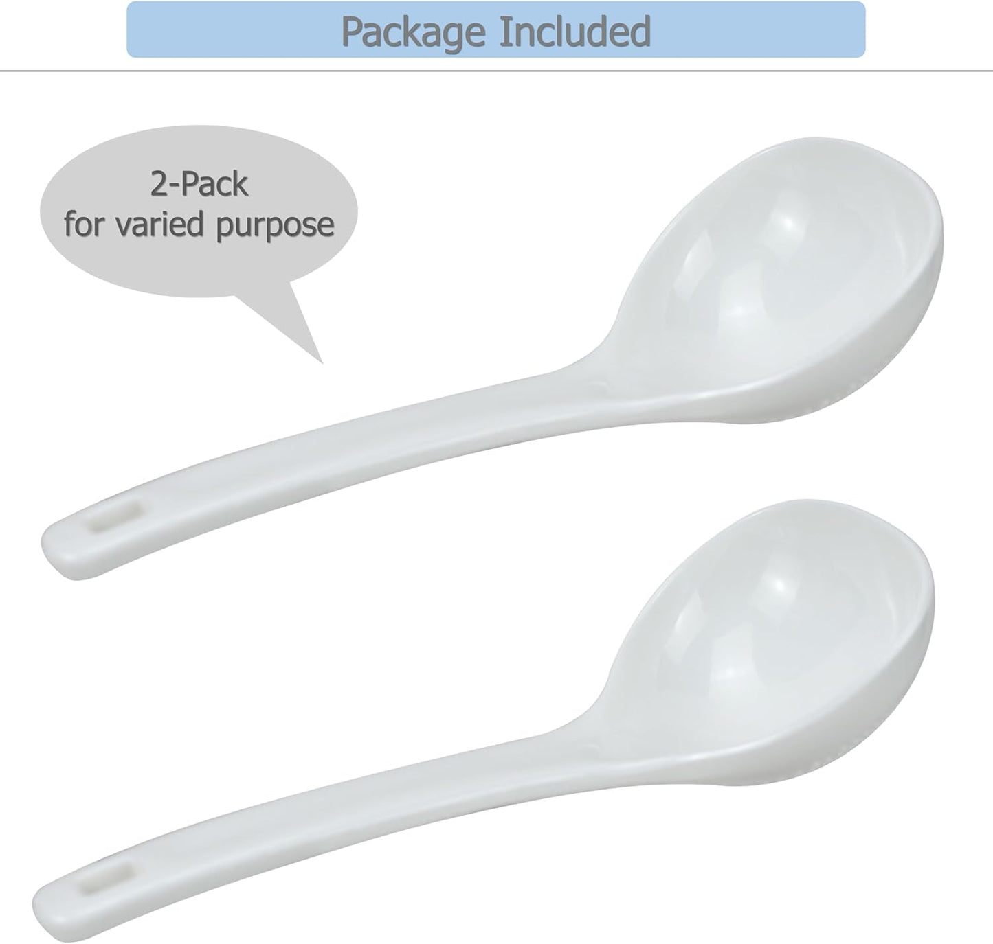 EIKS 2 Pack Plastic Soup Ladle Serving Spoon, 7.5 inch Long