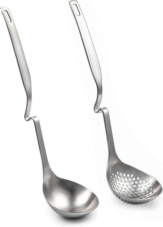IMEEA Hot Pot Ladle Set Slotted Spoons for Cooking SUS304 Stainless Steel Soup Ladles for Serving, 12-Inch