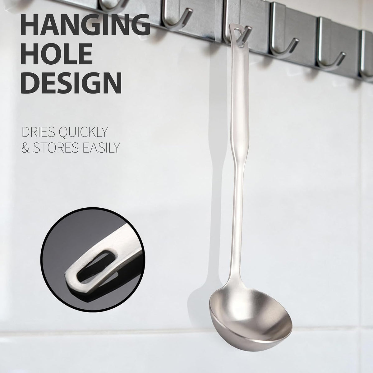 Professional Stainless Steel Soup Ladle, 10.5" Comfort Grid, Long Ergonomic Handle, Durable Kitchen Utensil for Cooking, Stirring, Serving Soups, Heavy-Duty Metal, Dishwasher Safe