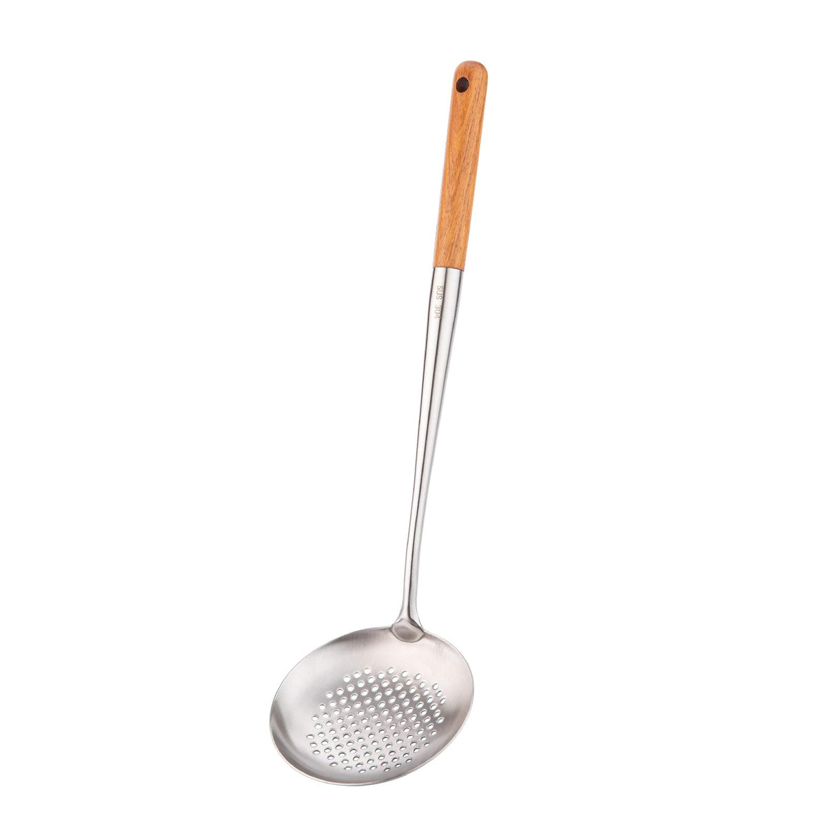 FJNATINH Soup Ladle, 17inches Ladle for wok, 304 Stainless Steel Soup Spoon Cooking Spoon for Kitchen with Wooden Handle