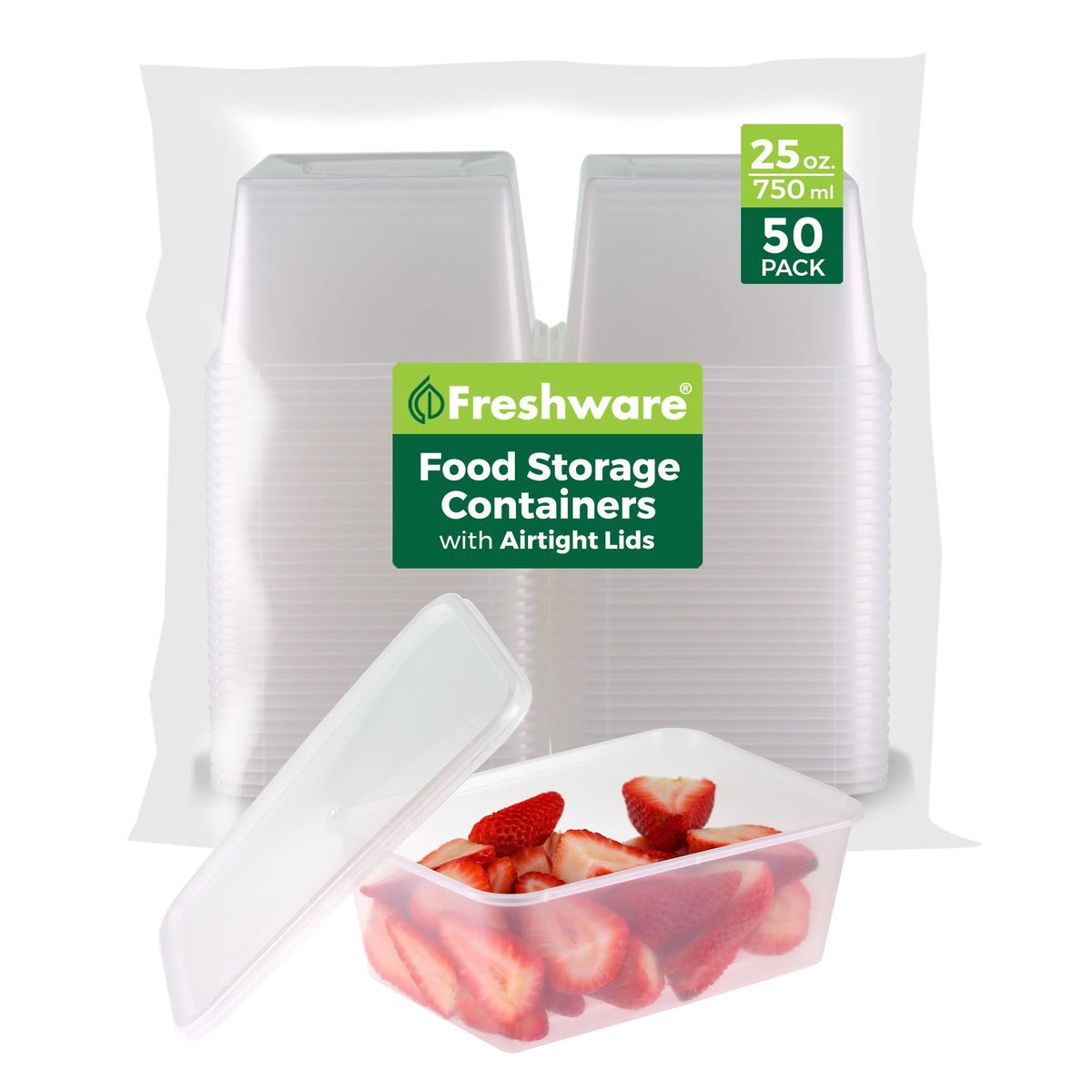 Freshware Food Storage Containers [36 Set] 16 oz Plastic Deli Containers with Lids, Slime, Soup, Meal Prep Containers | BPA Free | Stackable | Leakproof | Microwave/Dishwasher/Freezer Safe