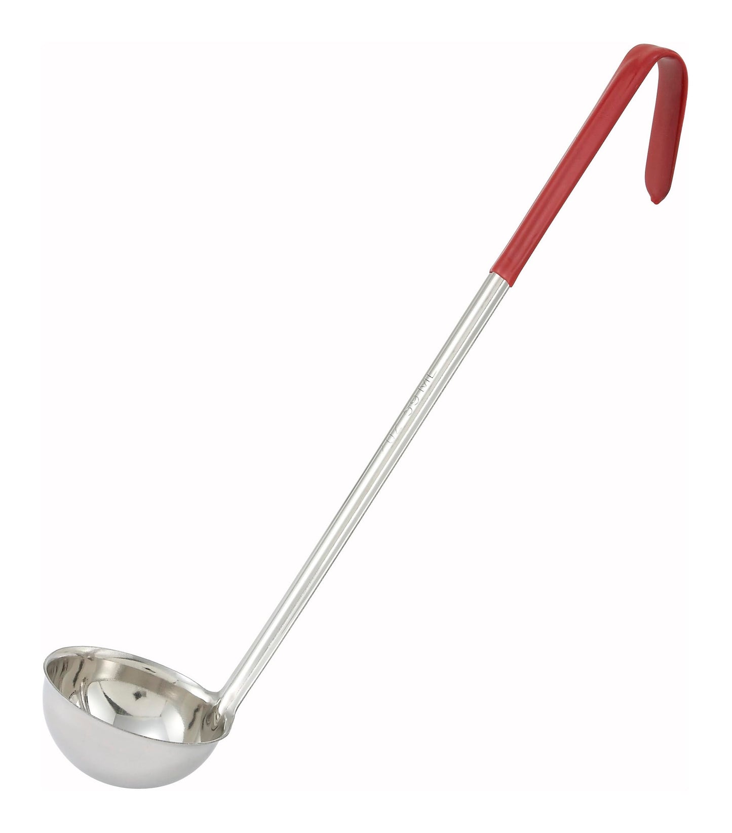 Winco 16 oz Red One Piece Stainless Steel Ladle