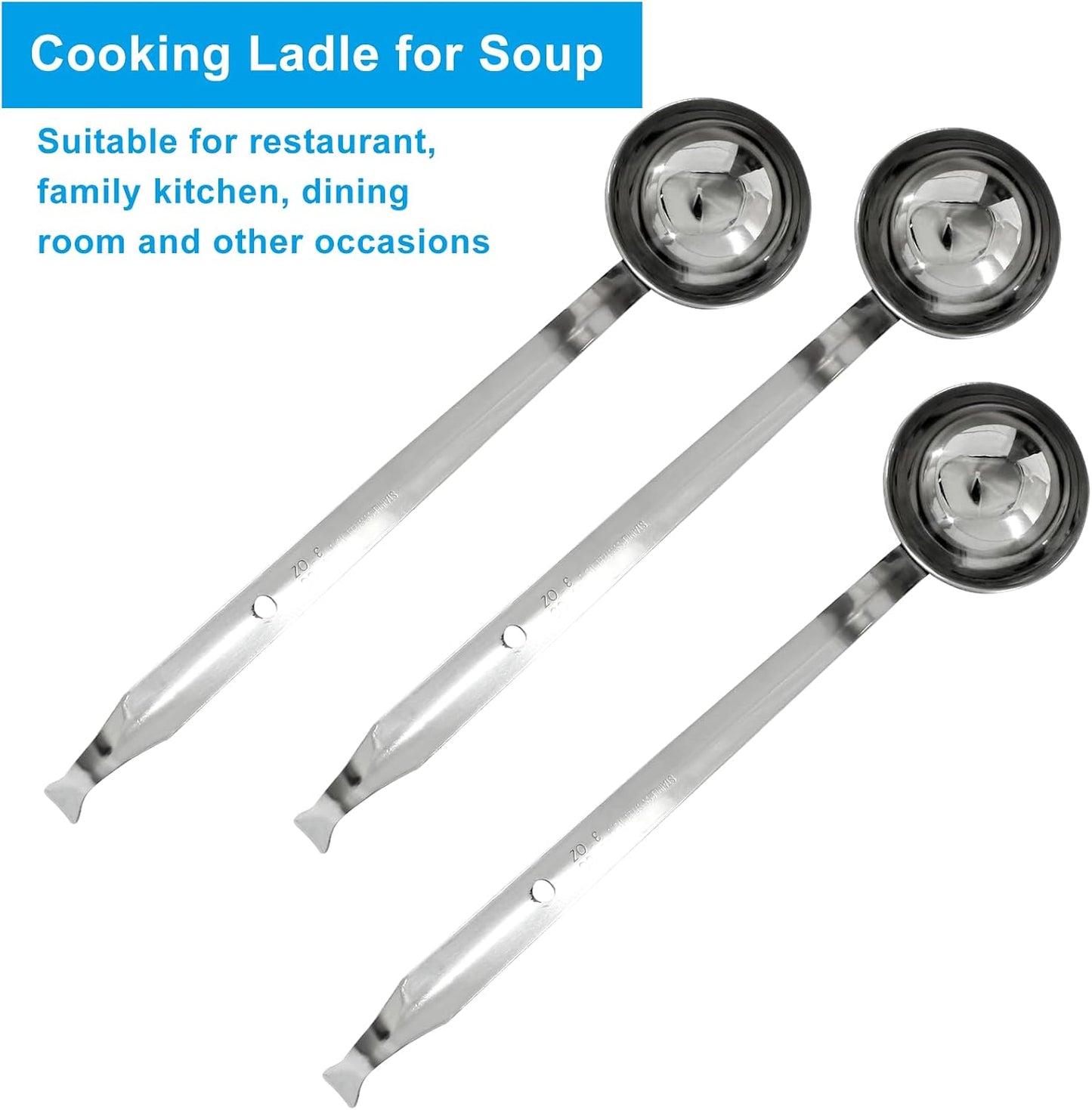 Piutouyar 3 Pcs 3 oz Soup Ladle Set with Long Hooked Handle