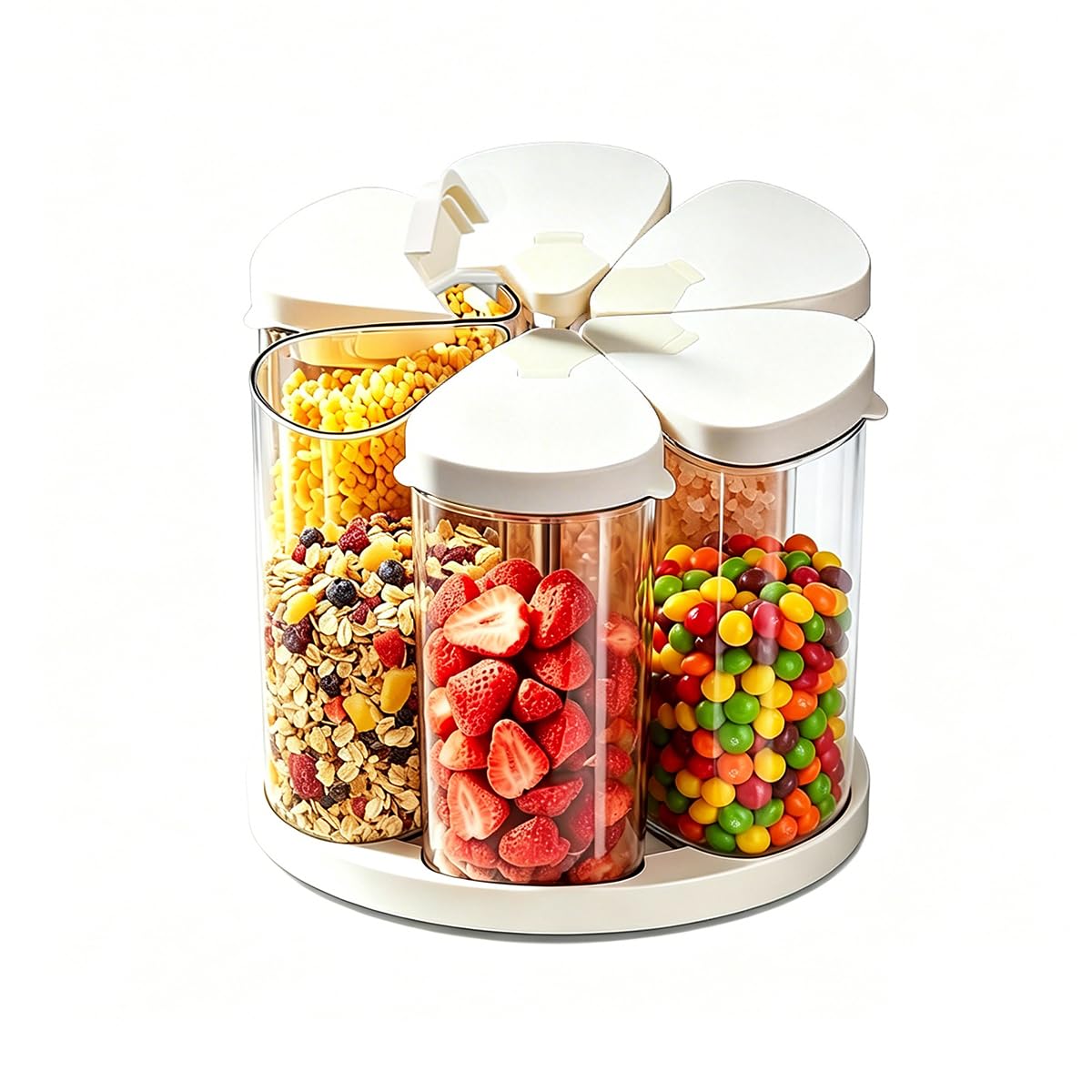 Ankou Airtight Food Storage Container with Pop Lid & 130ml Scoop, 4L/4.2qt *4 BPA-Free Cereal, Rice, Flour, Pasta & Snack Container, Stackable & Durable,Kitchen Pantry Organizer