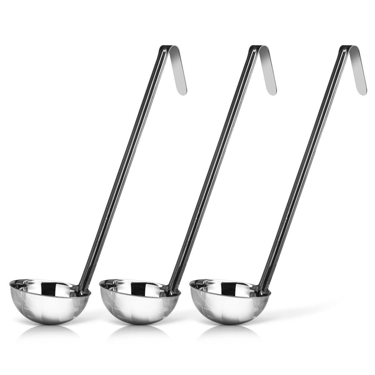3-Pack Stainless Steel Soup Ladles, 4 oz Heat Resistant Serving Spoons