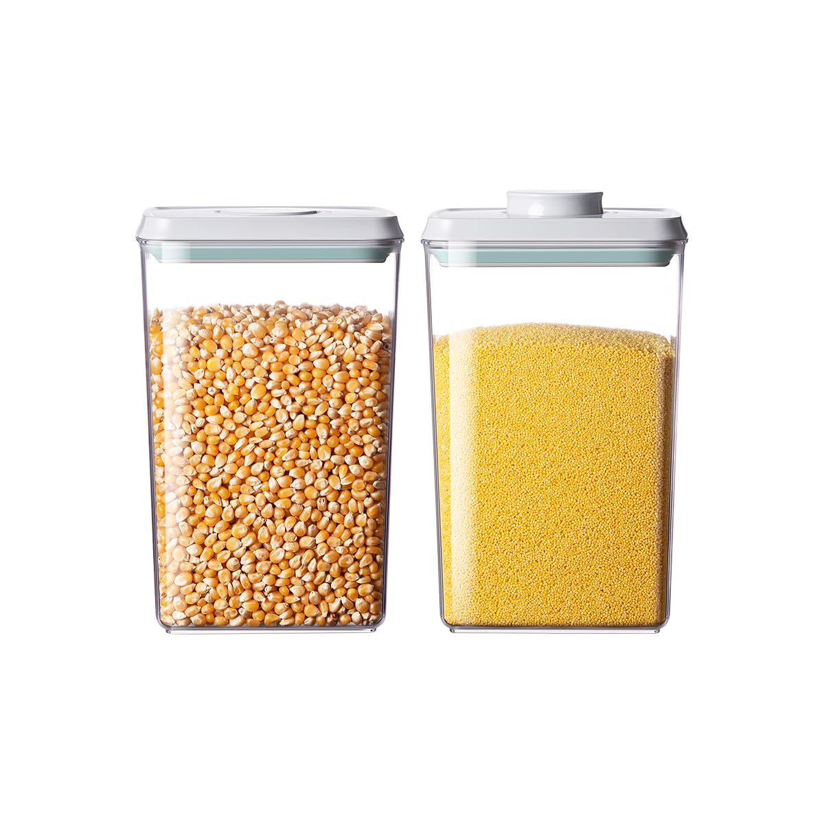 Airtight Food Storage Containers Set with One-Touch Lid, 2-Pack (4.22 QT / 4.0 L) Tall Stackable Durable PET for Bulk Rice, Flour & Baking Essentials Organizer.