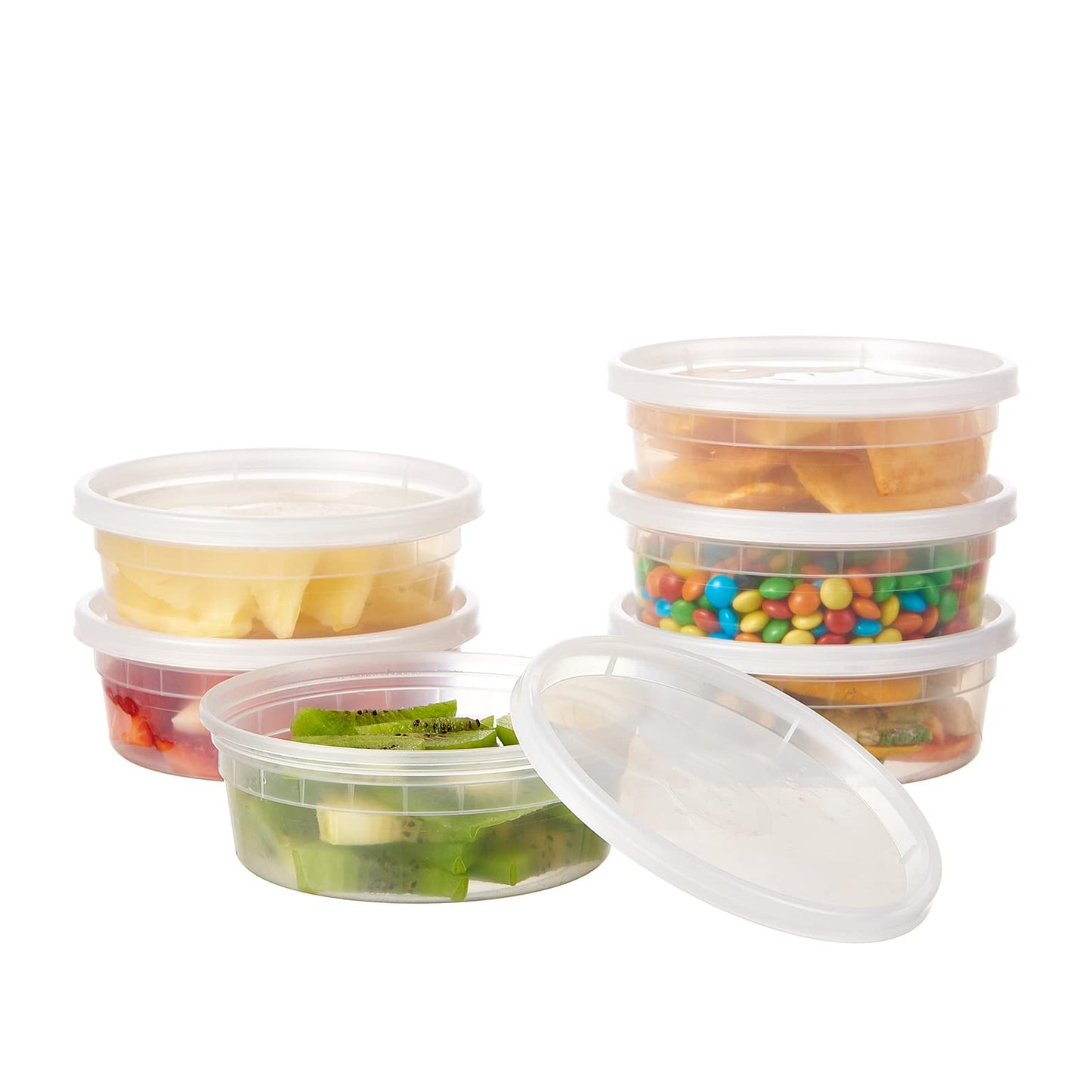 [48Set - 16oz.] Plastic Deli Food Storage Containers With Plastic Lids, Disposable togo containers for soup, Meal Prep, Slime | BPA Free | Stackable | Leakproof | Microwave | Dishwasher | Freezer Safe