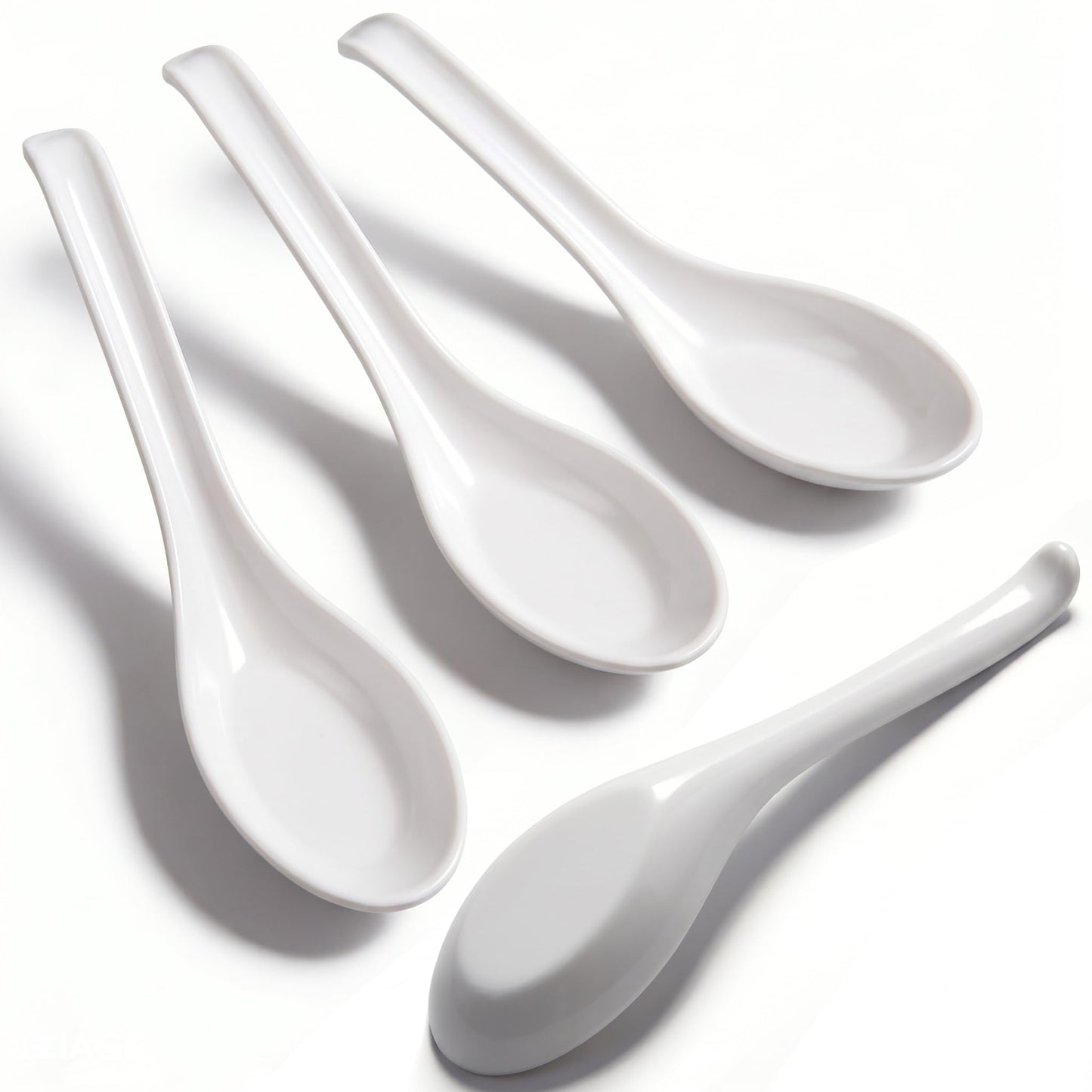 4PCS Asian Soup Spoons, Chinese Japanese Miso Ramen Wonton Dumpling Pho Rice Noodle Soba Soup Spoons, Red and Black Melamine Spoons