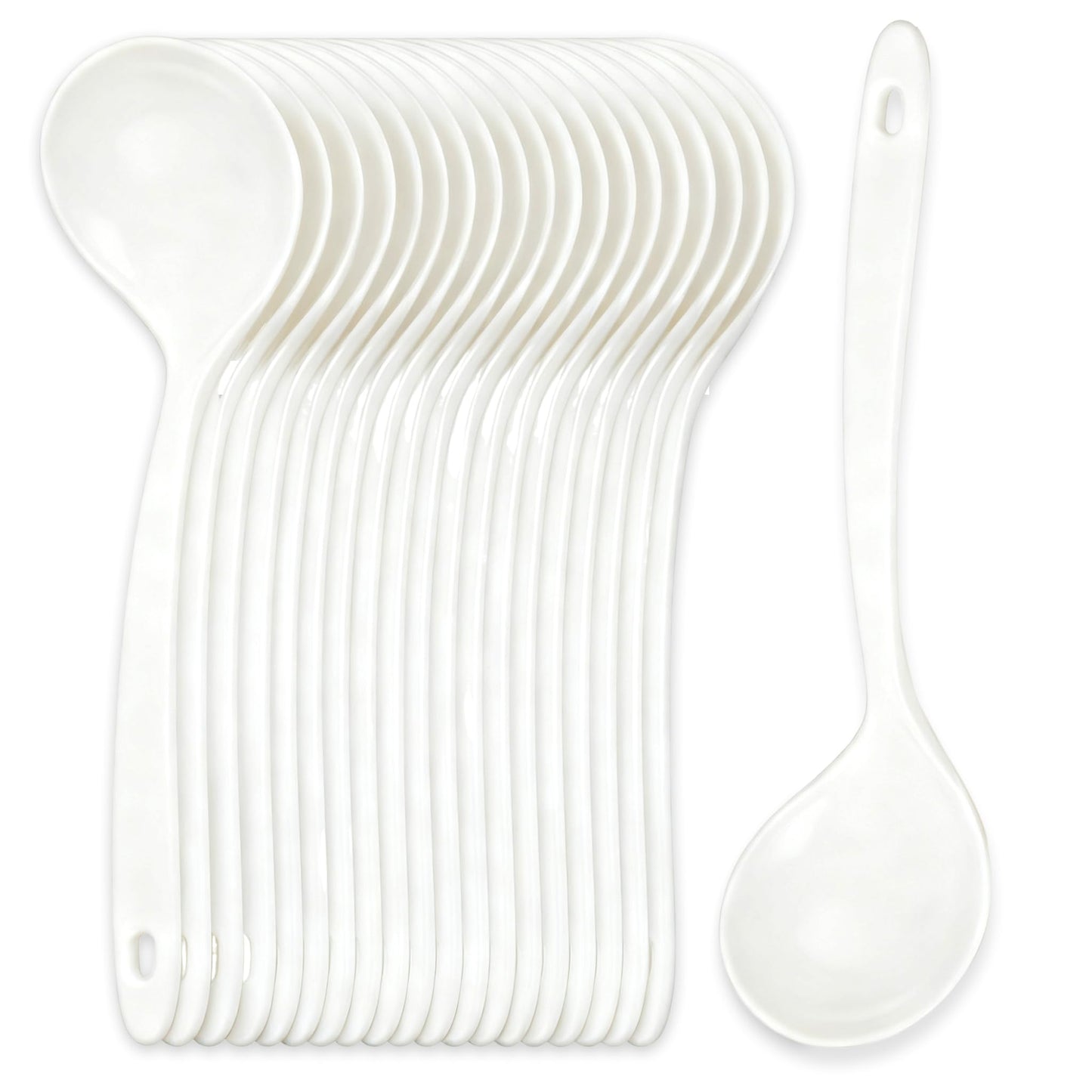 Large Plastic Serving Spoons,Disposable Heavy Duty Serving Spoons,Long Handle Scoop Soup Rice Ladle for Party Catering Buffet Restaurant,20 Pieces