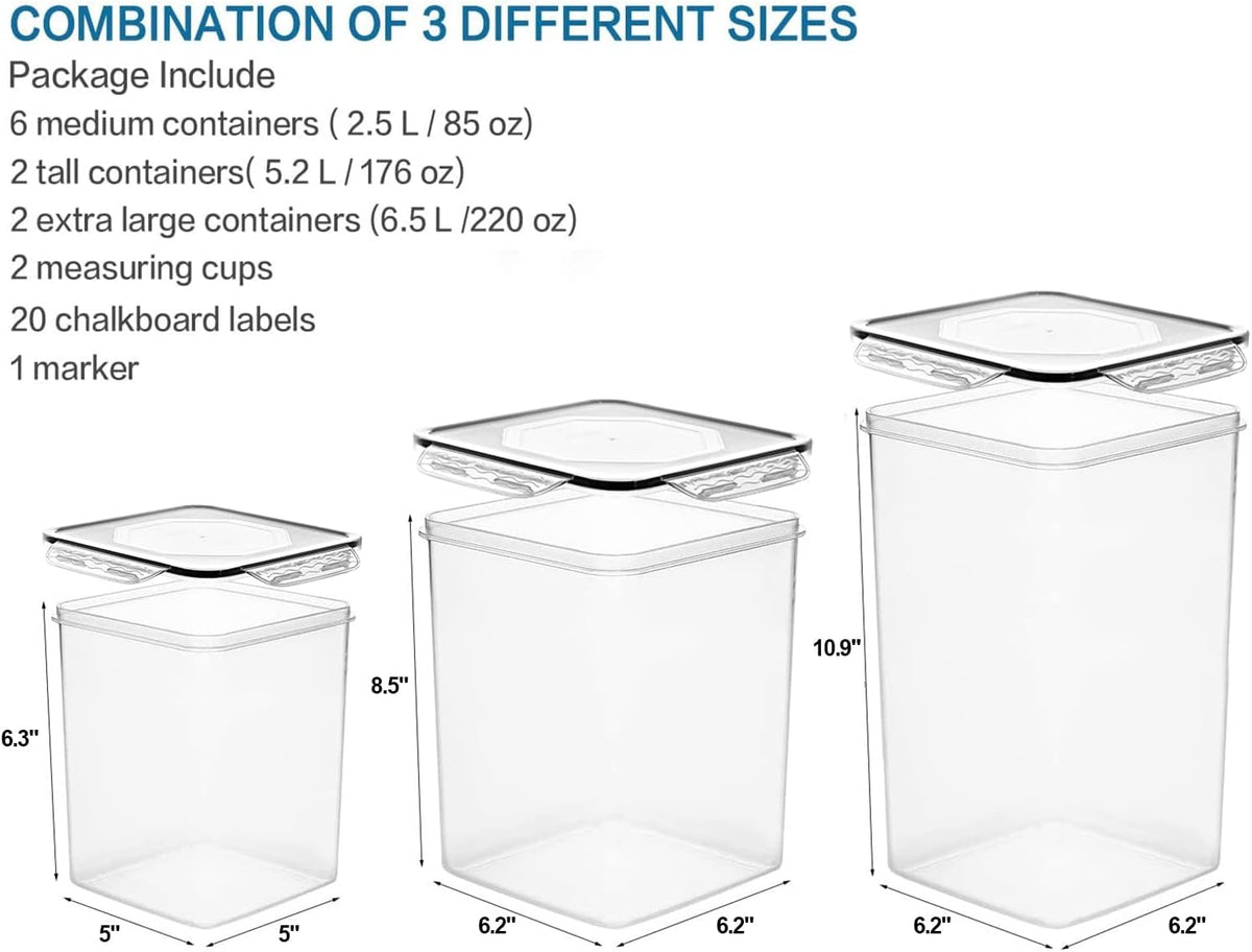 VERONES Large Tall Airtight Food Storage Containers, 10 PACK Containers Set