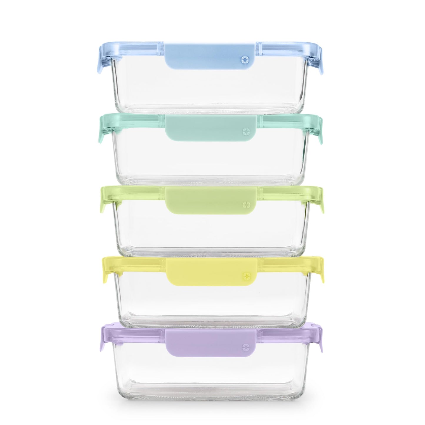 Ello Color Lock 3.4 Cup Glass Meal Prep Containers & Lids, 5 Pack, Desert