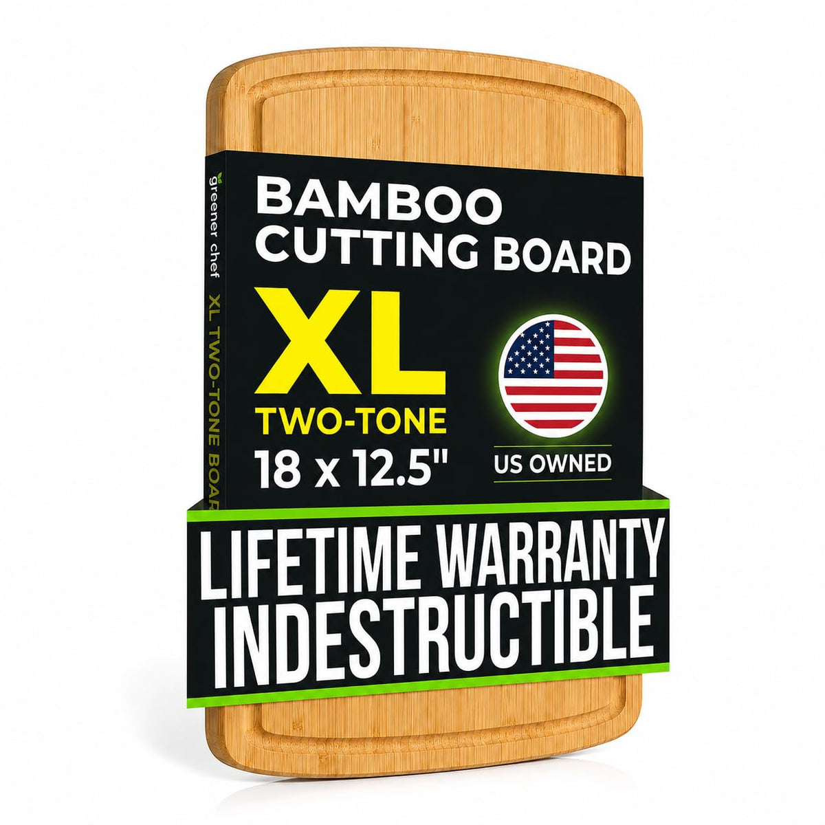INDESTRUCTIBLE Bamboo Cutting Board (Extra Large) with Vertical Grain Strength Technology - Non Toxic, Spacious and Lightweight 18" XL Chopping Board Gift - Replacements for Life