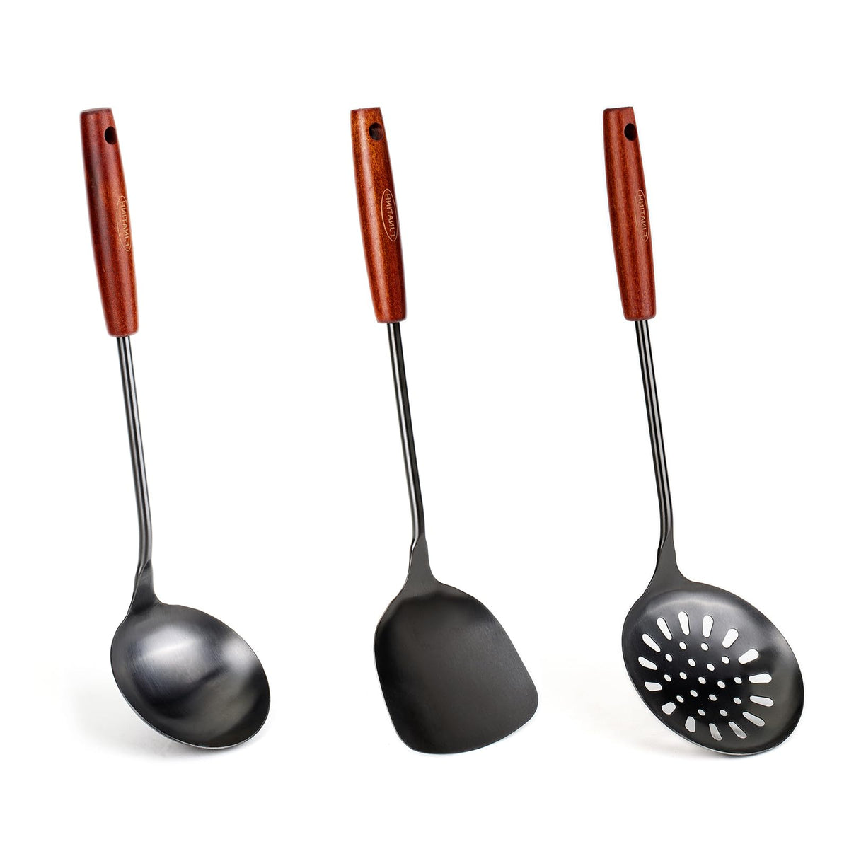 Stainless Steel Wok Utensil - 14.2 Inch Rust Proof Soup Ladle With Ergonomic Wooden Handle - Serving Spoon For Cooking, Gravy, Sauces, and More