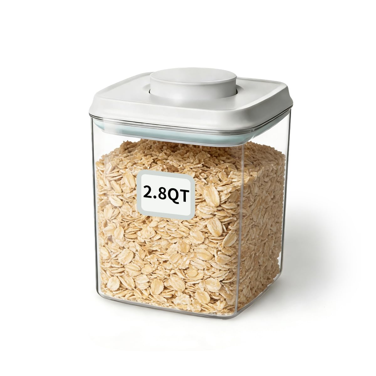 Airtight Food Storage Containers Set with One-Touch Lid, 2-Pack (2.8 QT / 2.65 L) Stackable PET, Best for Cereal, Flour, Rice & Baking Organizers.