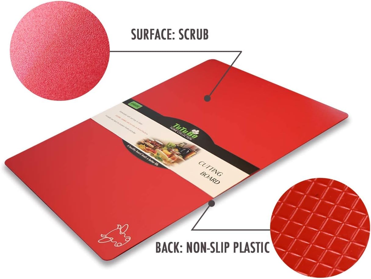 Cutting Board Mats Flexible Plastic Colored Mats with Food Icons, Fotouzy BPA-Free, Non-Porous, Anti-skid back and Dishwasher Safe, Set of 7 Rainbow - 7 Pieces