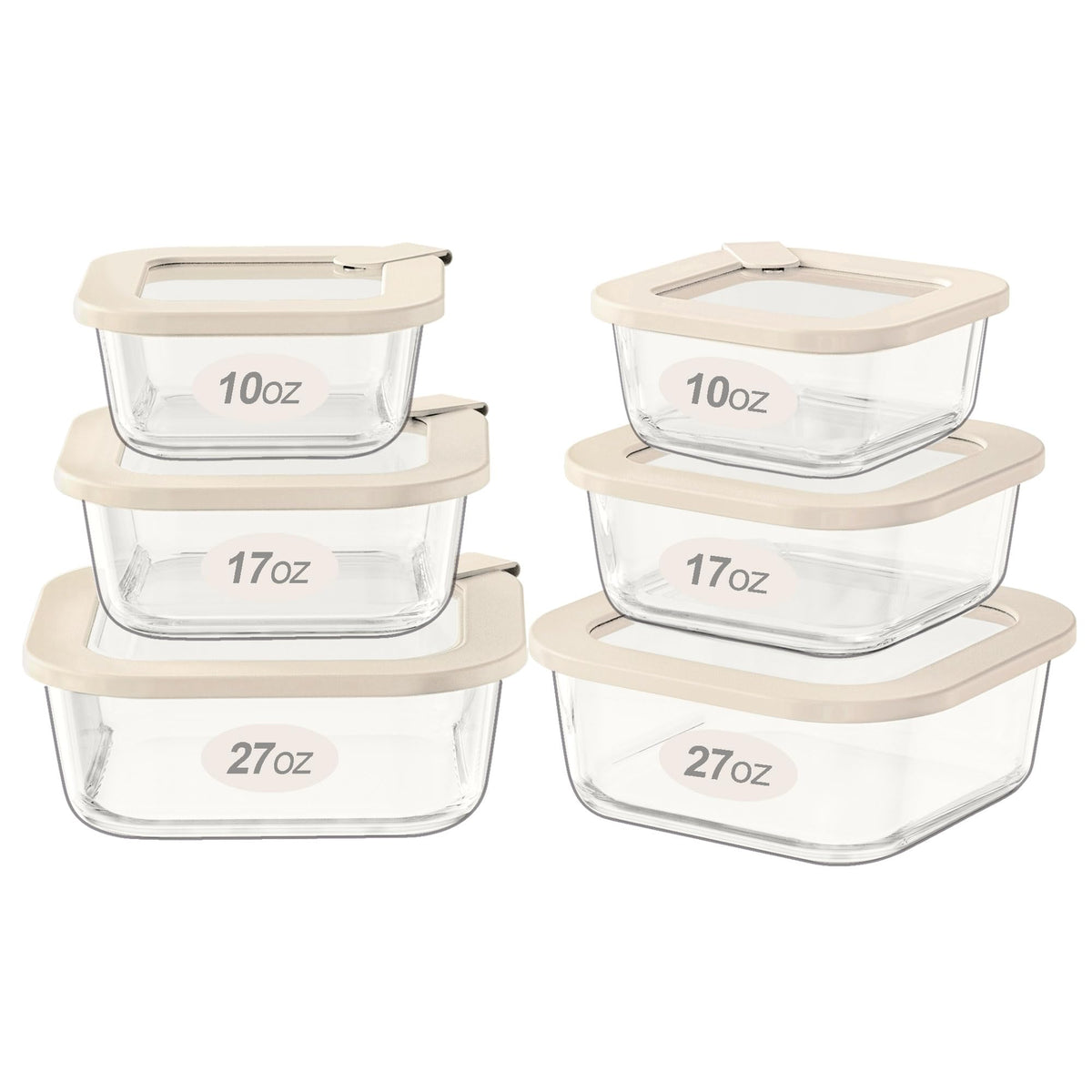 Urban Green Glass Food Storage Containers with Glass Lids, Microwave Safe Food Container Set, Airtight Food Container Set, LeakProof, 100% Plastic Free, White Color, 4pack