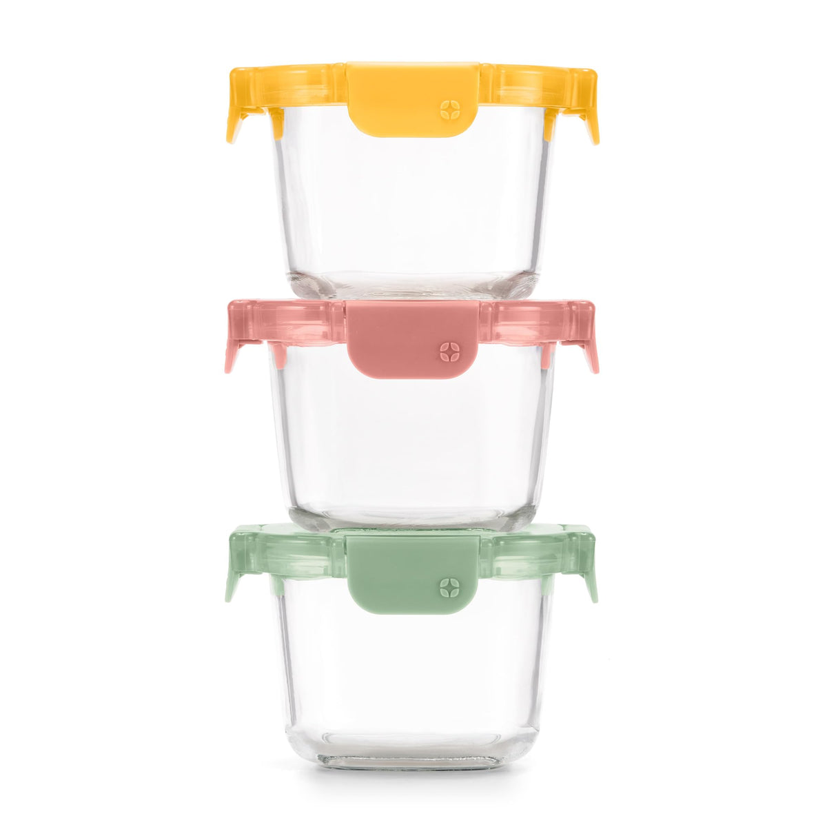 Ello Color Lock 3.4 Cup Glass Meal Prep Containers & Lids, 5 Pack, Desert