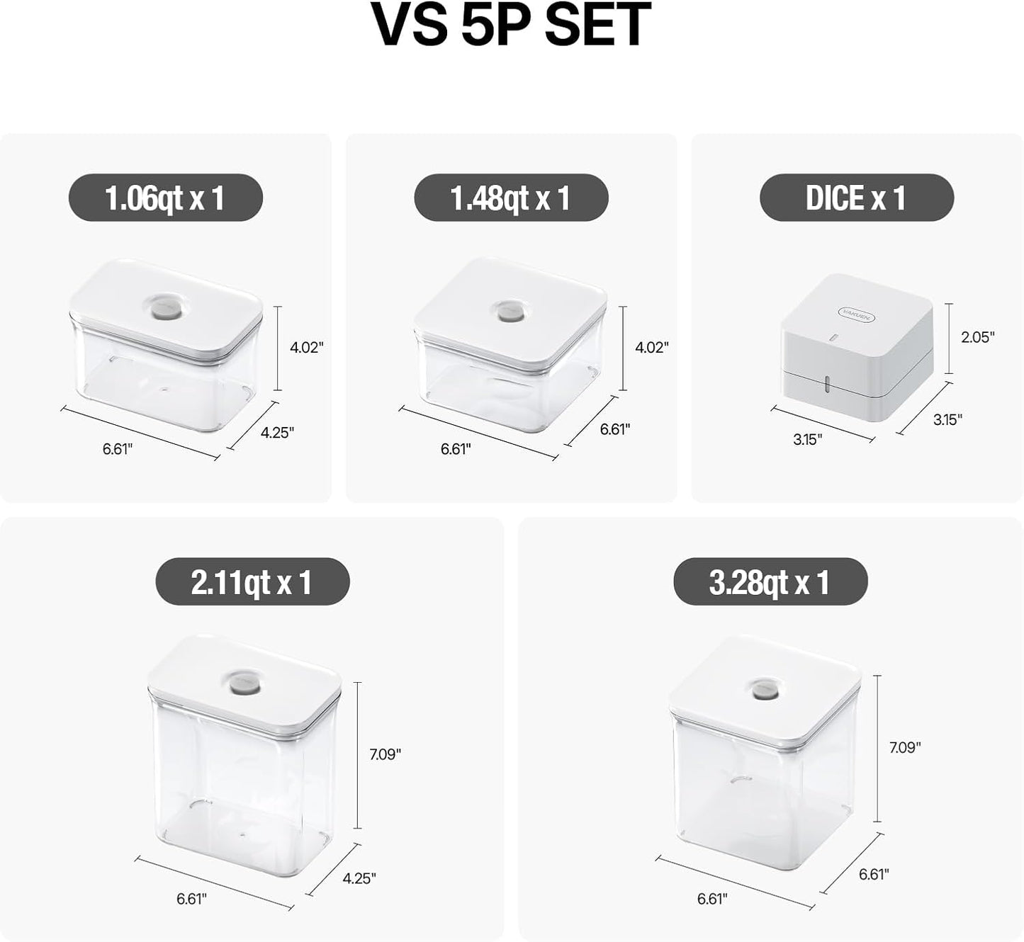 VAKUEN Premium Airtight Food Storage Containers & Vacuum Sealer Machine Starter Set, 4-piece Container with Sealer, 100% Leak Proof,Keep food fresh up to 5 times longer than non-vacuum strorage.