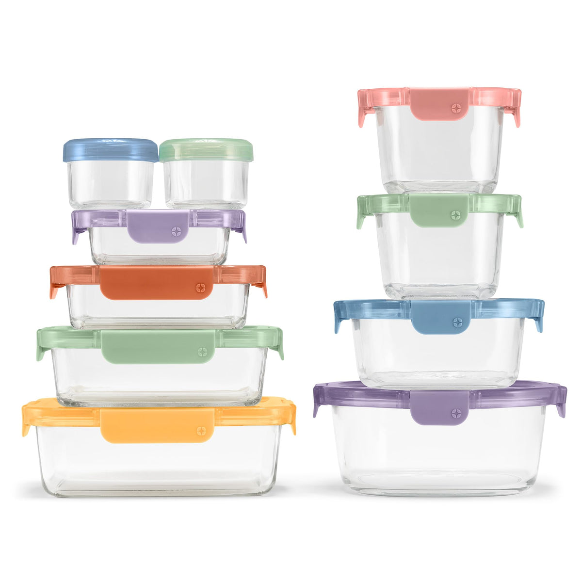 Ello Color Lock 3.4 Cup Glass Meal Prep Containers & Lids, 5 Pack, Desert
