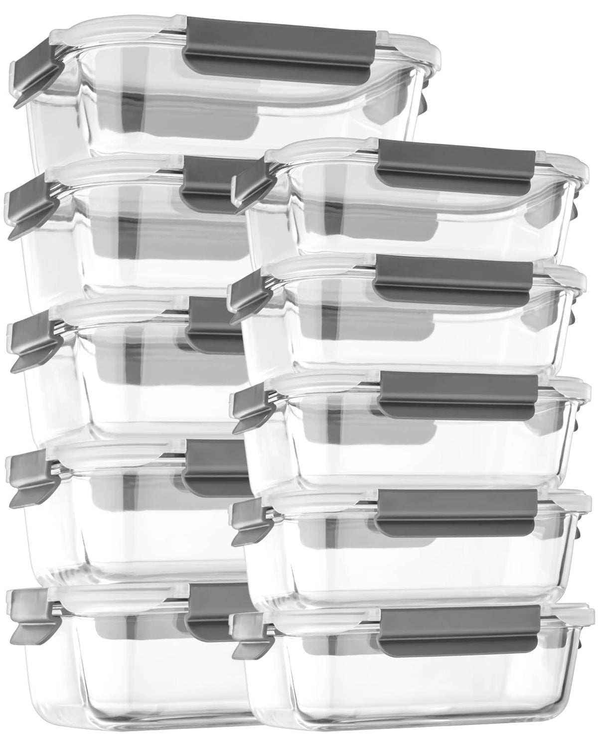 coccot Glass Food Storage Containers with Lids Airtight, [10 Pack] Glass Meal Prep Containers, Storage Container Set with Bpa-free Lid for Food, Lunch Bento Box