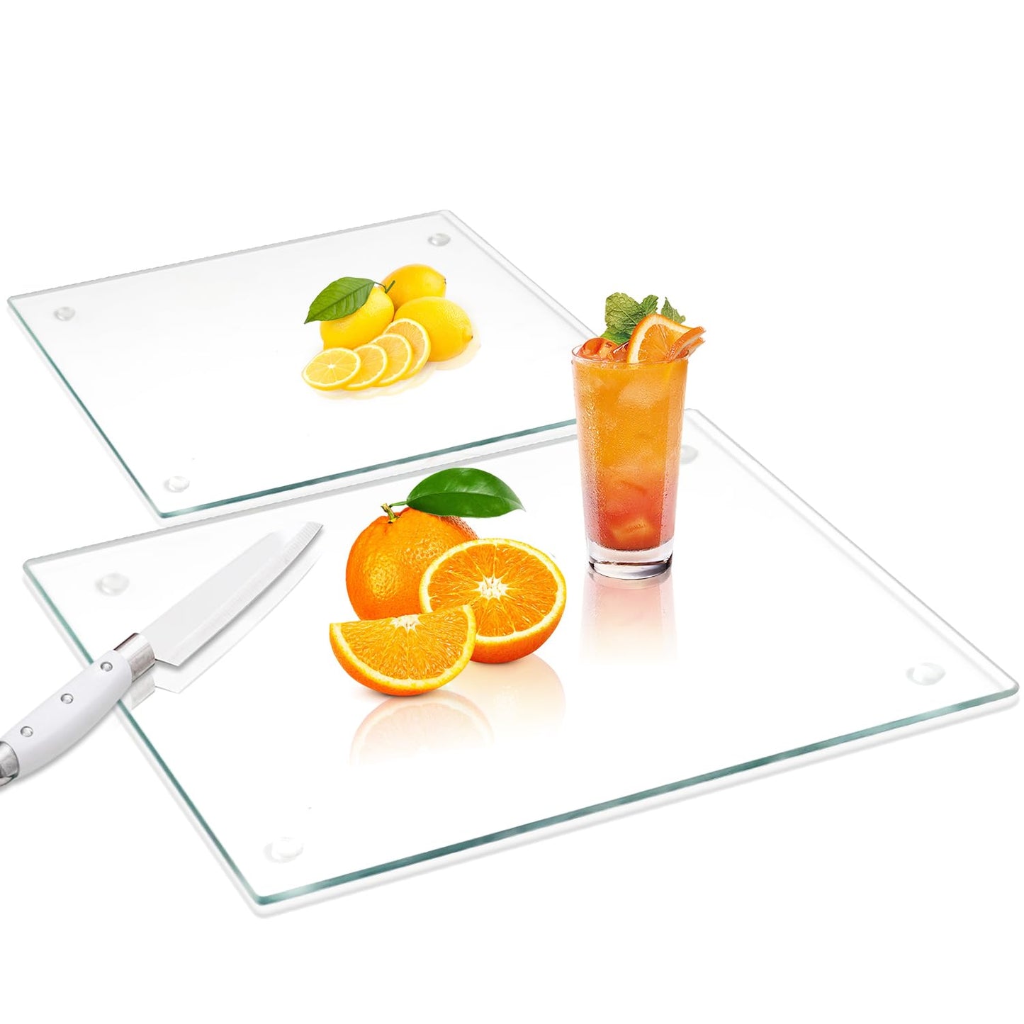 VASUHOME Tempered Glass Cutting Board for Kitchen (12x16"), Long Lasting Clear Glass Cutting Board for Countertop - Scratch, Heat, and Shatter Resistant - Easy to Clean