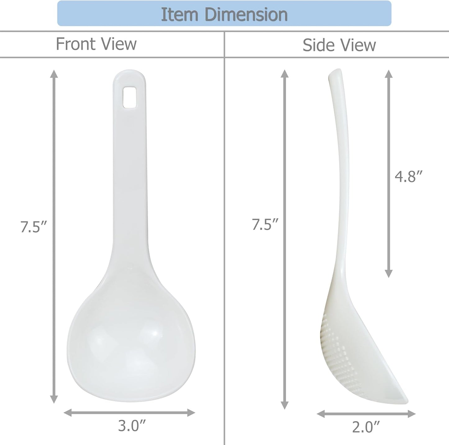 EIKS 2 Pack Plastic Soup Ladle Serving Spoon, 7.5 inch Long