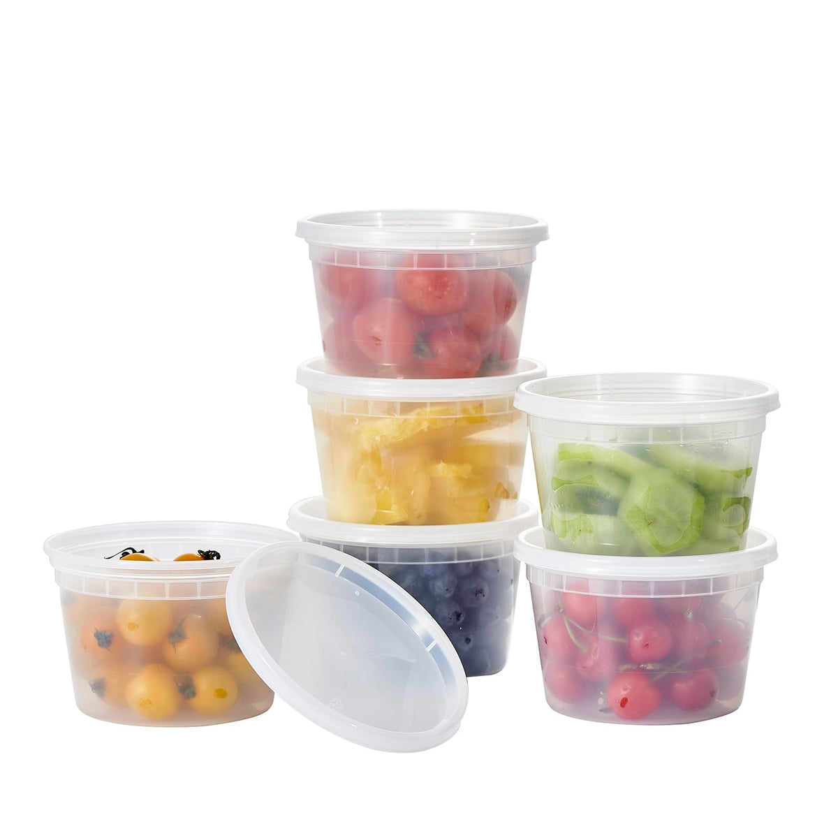 [48Set - 16oz.] Plastic Deli Food Storage Containers With Plastic Lids, Disposable togo containers for soup, Meal Prep, Slime | BPA Free | Stackable | Leakproof | Microwave | Dishwasher | Freezer Safe