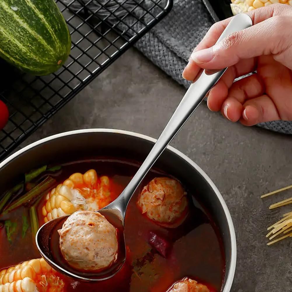 Soup Ladle, 2Pcs 304 Stainless Steel Ladle Spoon Small Gravy Soup Ladle Kitchen Utensil Cooking Serving Spoon for Cooking Buffet, Party, Kitchen(6.69inch+8.07inch)