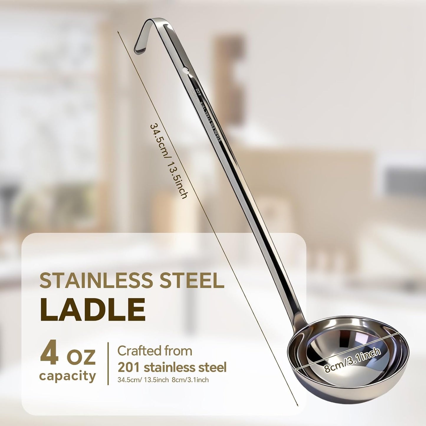 6Pcs 4 Oz Soup Ladle,Stainless Steel Ladle with long Handle,Metal Kitchen Soup Spoon Cooking Utensil for Serving, Stirring, Portioning Kitchen Restaurant Accessories.