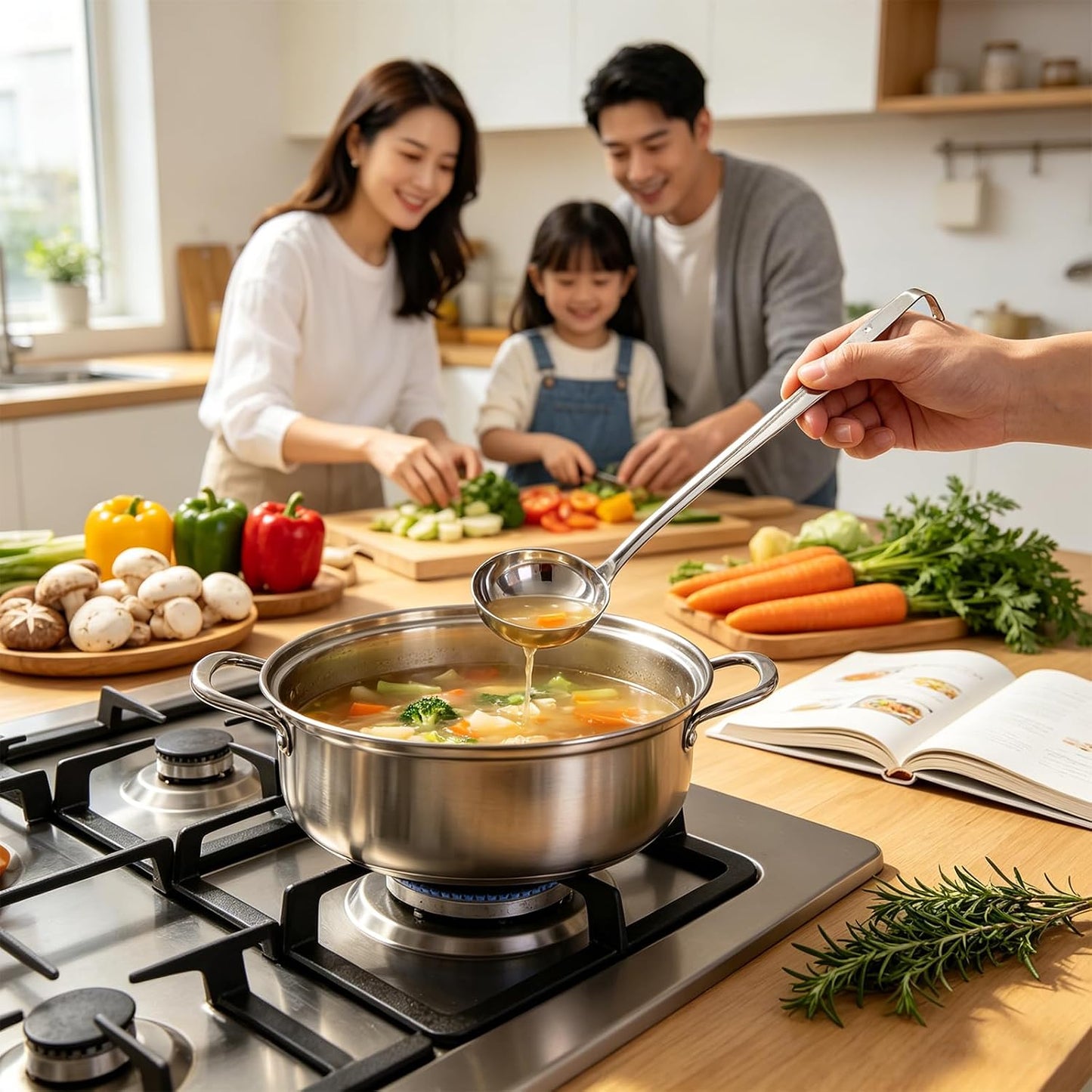 6Pcs 4 Oz Soup Ladle,Stainless Steel Ladle with long Handle,Metal Kitchen Soup Spoon Cooking Utensil for Serving, Stirring, Portioning Kitchen Restaurant Accessories.