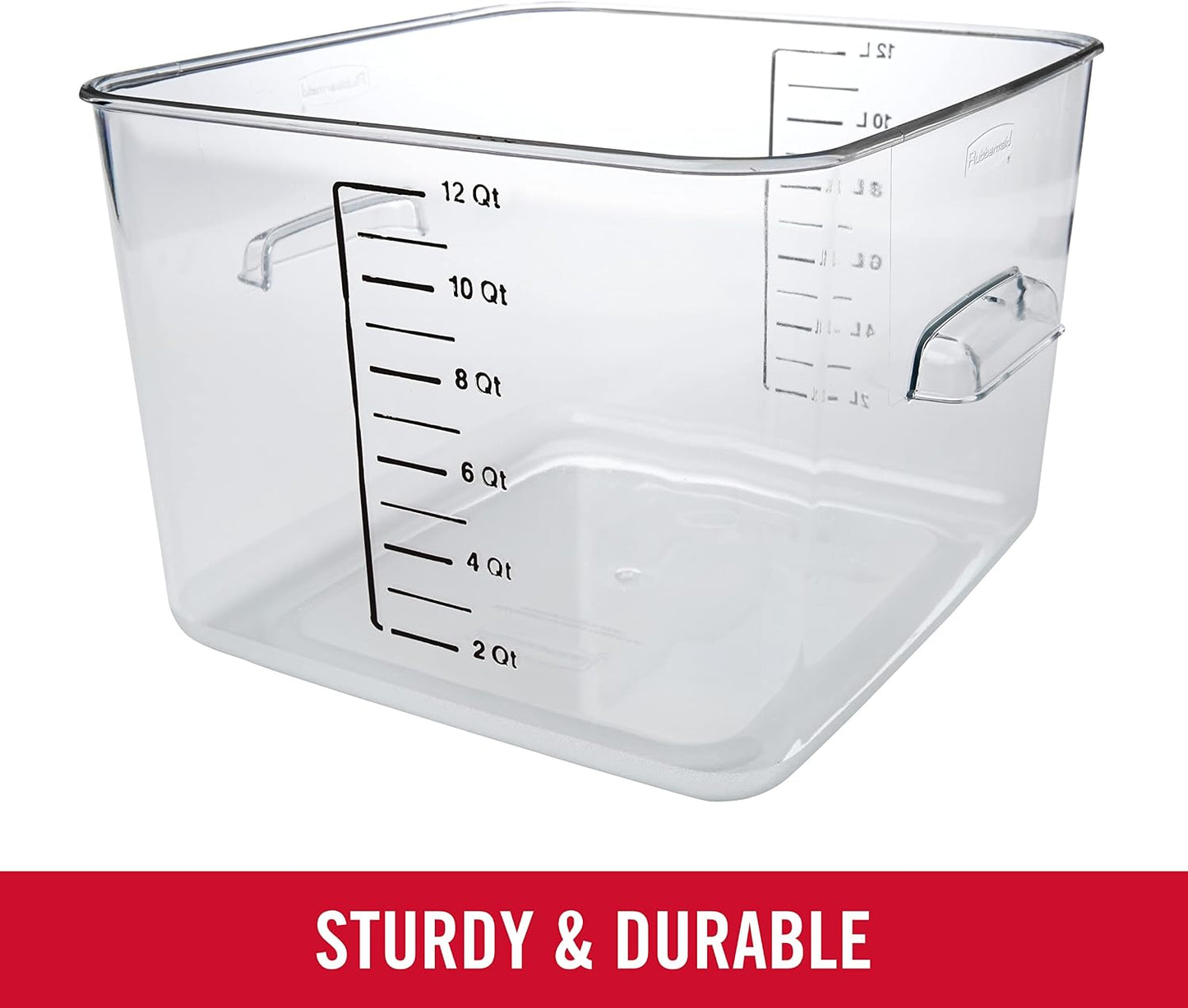 Rubbermaid Commercial Products Space Saving Square Food Storage Container 12 Quart Clear for Kitchen/Sous Vide/Meal Prep