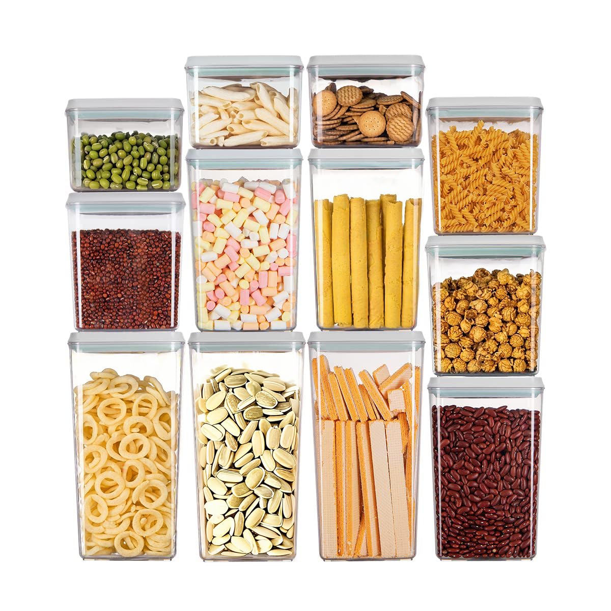 Airtight Food Storage Containers Set with One-Touch Lid, 2-Pack (2.8 QT / 2.65 L) Stackable PET, Best for Cereal, Flour, Rice & Baking Organizers.
