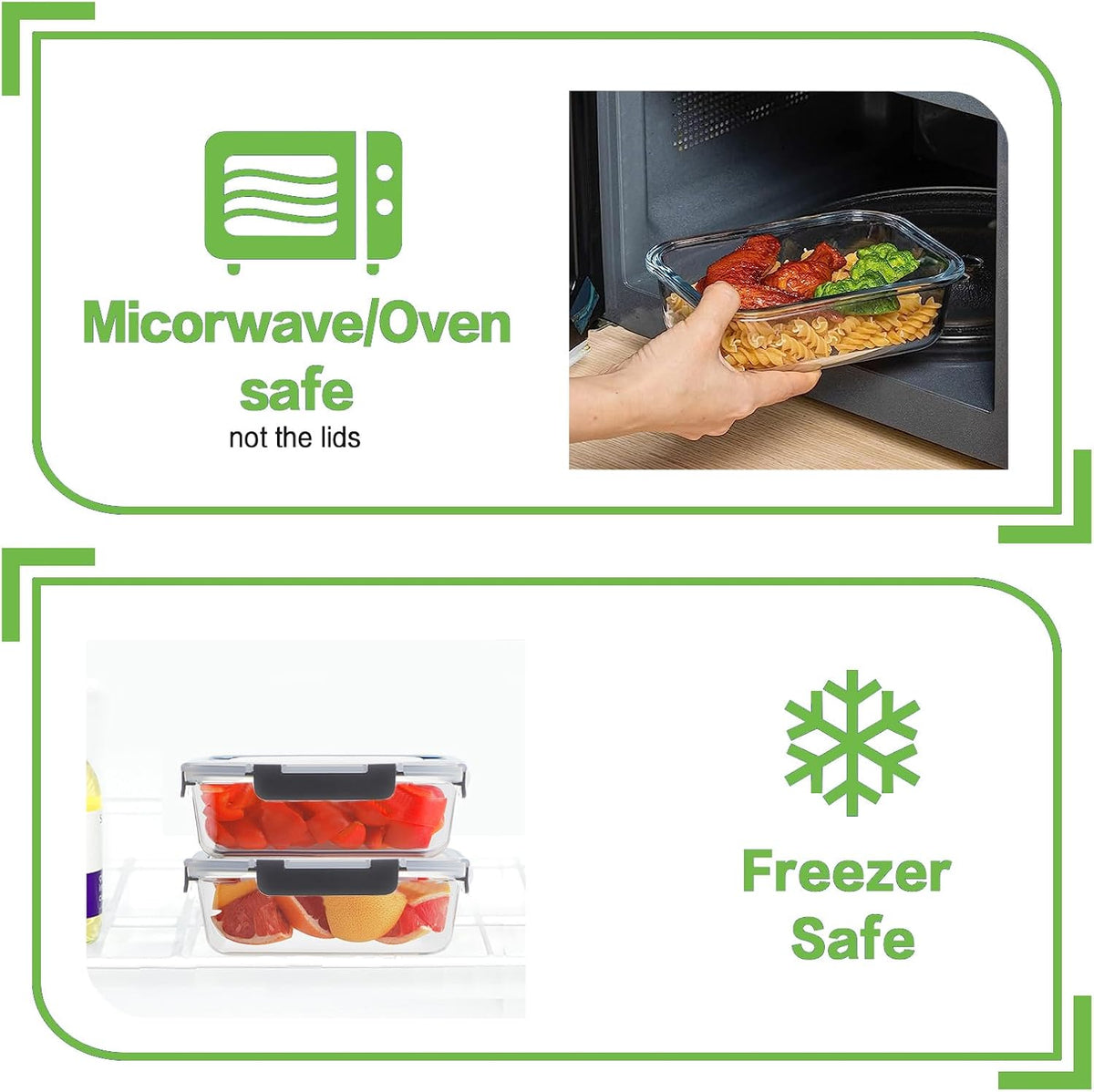 HOMBERKING 10-Pack Glass Meal Prep Containers, 36 oz/14 oz, Locking Lid Set