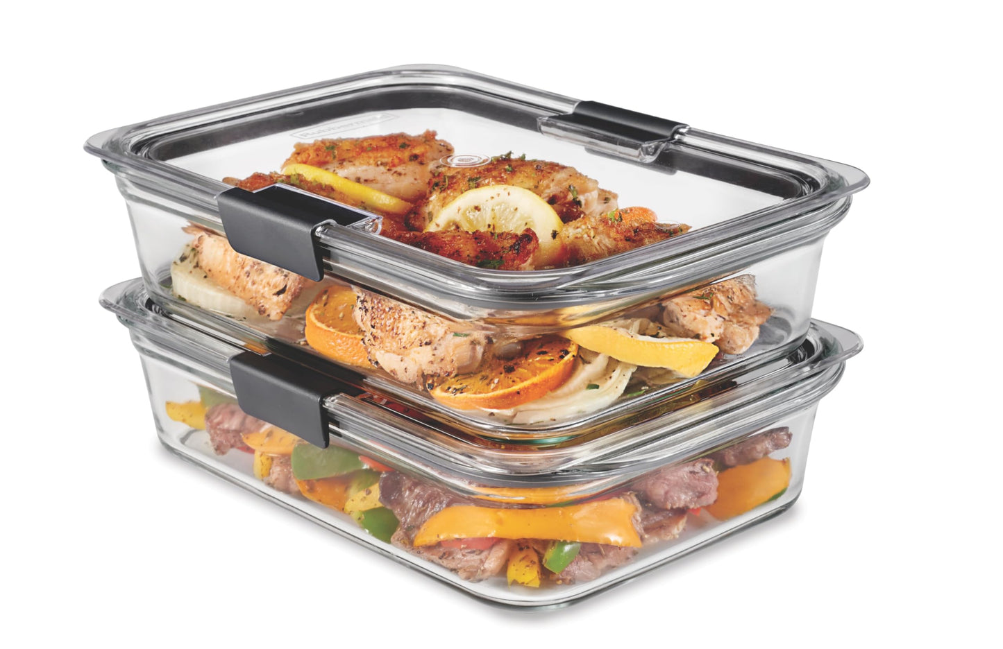 Rubbermaid Brilliance Glass Storage 4.7-Cup Food Containers with Lids Set of 3 Clear