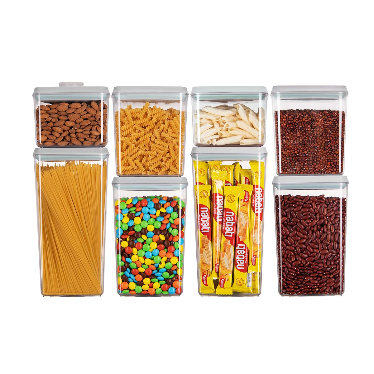 Ankou Airtight Food Storage Container with Pop Lid & 130ml Scoop, 4L/4.2qt *4 BPA-Free Cereal, Rice, Flour, Pasta & Snack Container, Stackable & Durable,Kitchen Pantry Organizer