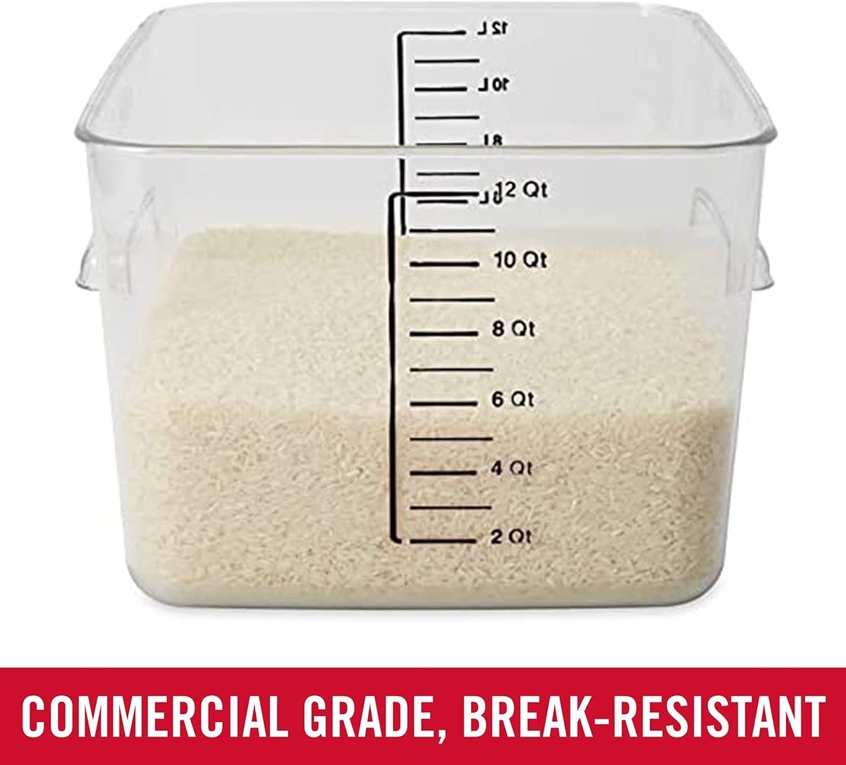 Rubbermaid Commercial Products Space Saving Square Food Storage Container 12 Quart Clear for Kitchen/Sous Vide/Meal Prep