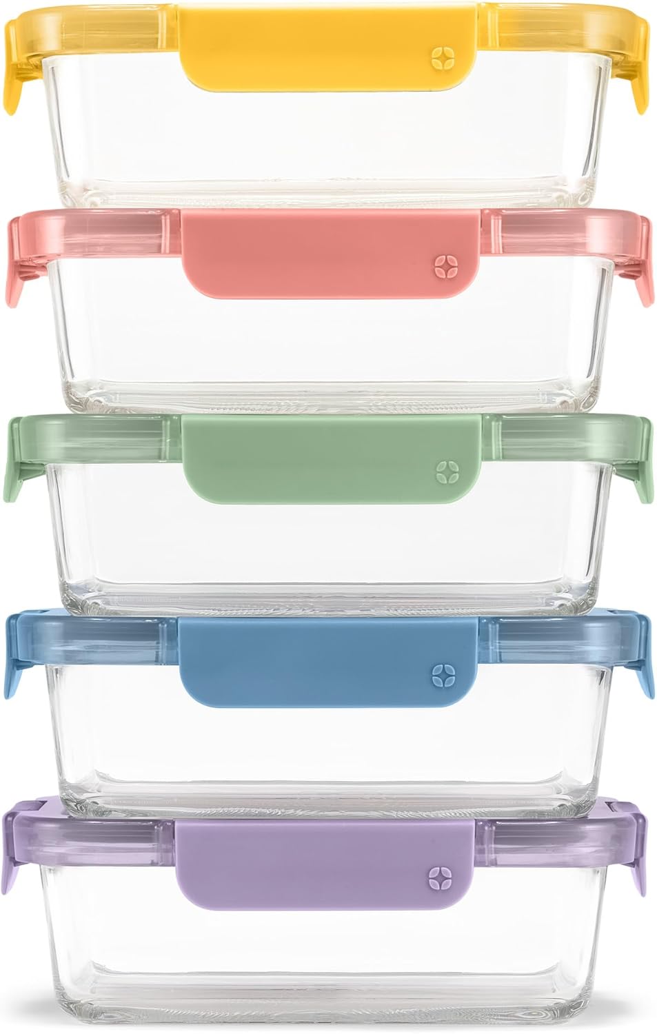 Ello Color Lock 3.4 Cup Glass Meal Prep Containers & Lids, 5 Pack, Desert