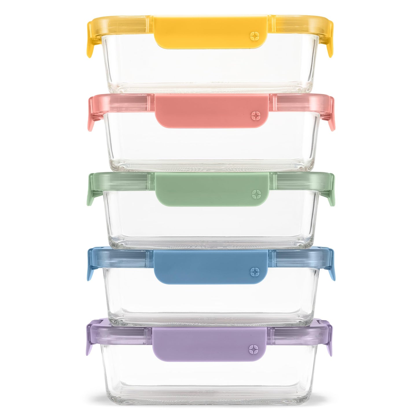 Ello Color Lock 3.4 Cup Glass Meal Prep Containers & Lids, 5 Pack, Desert