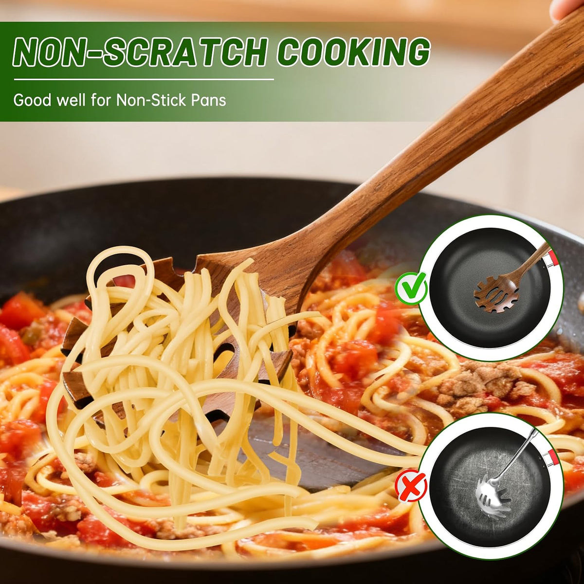 Wooden Ladle & Wooden Pasta Spoon Set, 2PCS Wooden Soup Ladle