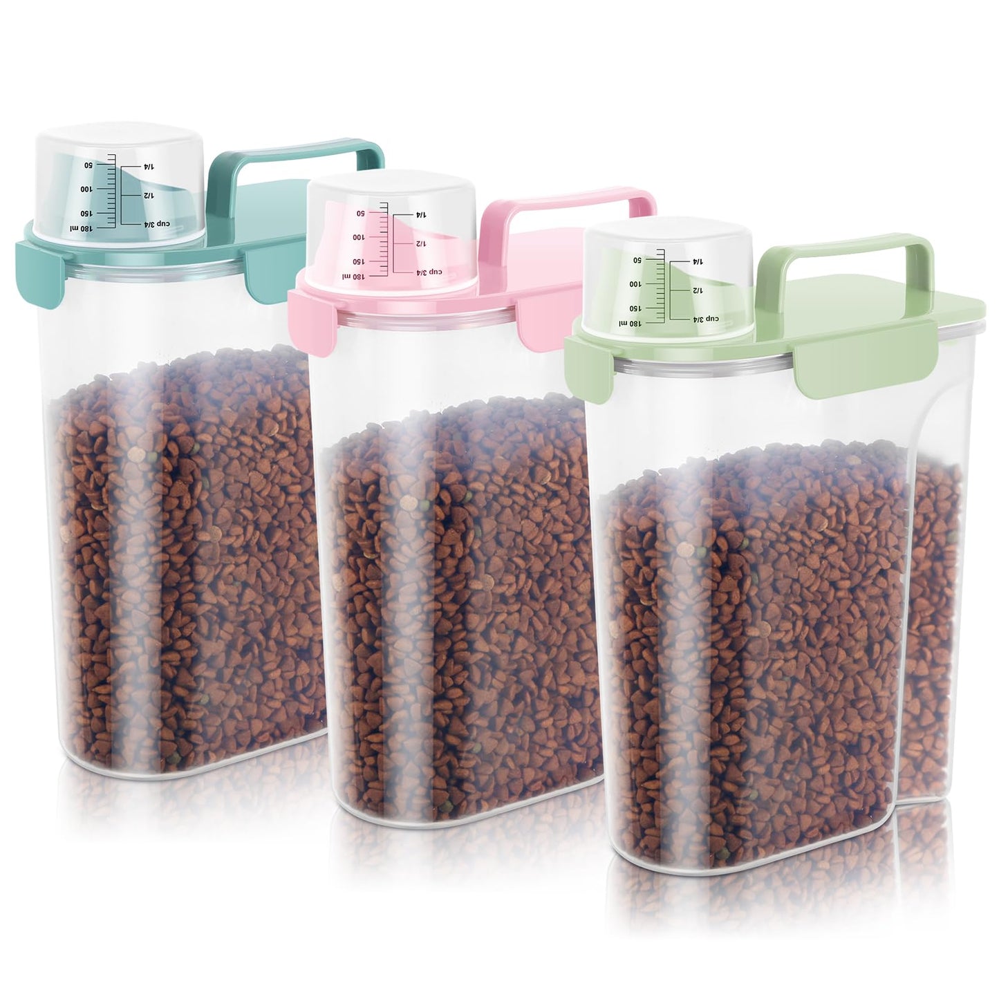 LEAWALK 5-7Lbs Dog Cat Food Storage Container with Upgraded Large Nozzle BPA-free, 4 Snap Seals Plastic Pet Food Storage Containers with Handles are Easy to Clean and Carry