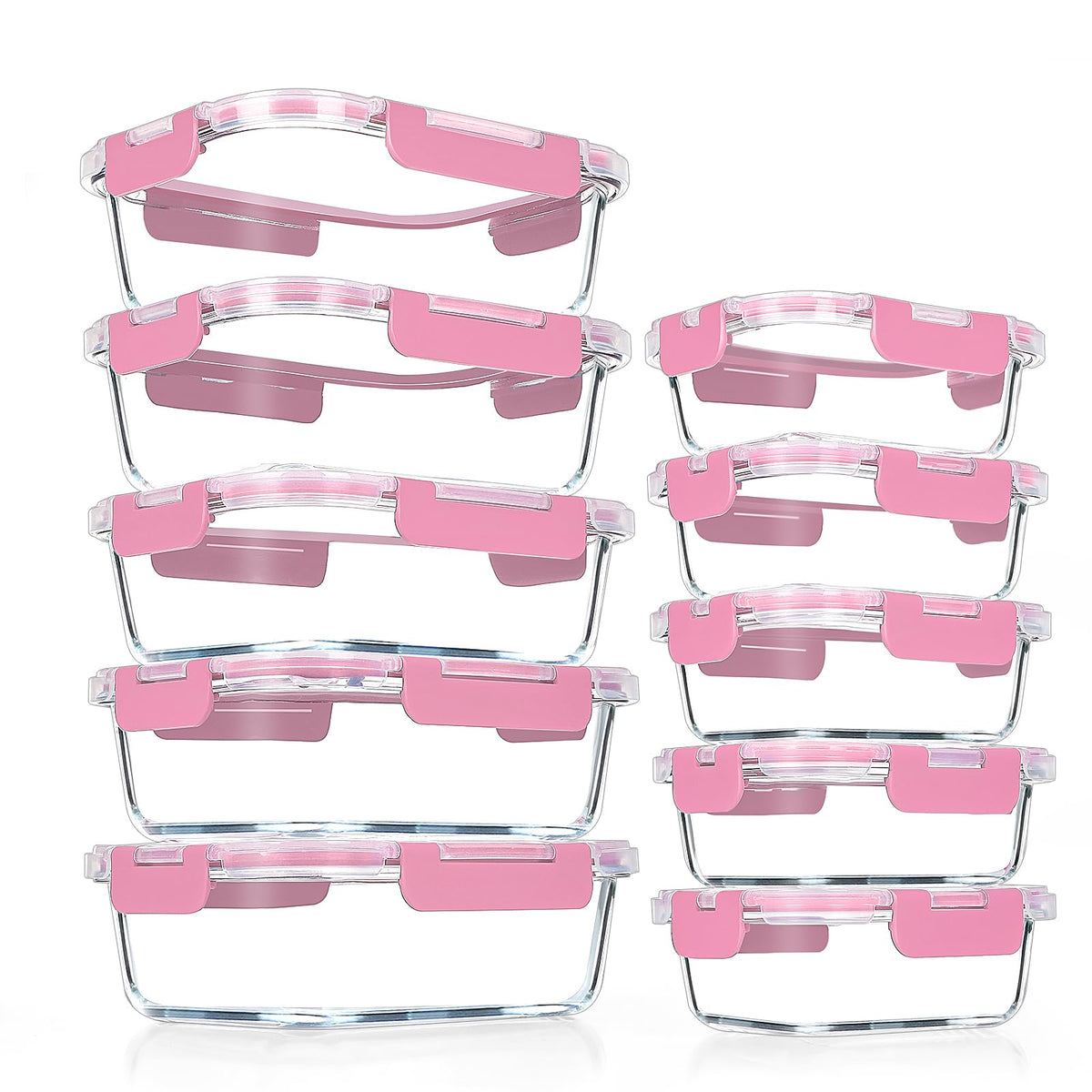VERONES 10 PACK Glass Meal Prep Containers Set with Lids, Grey