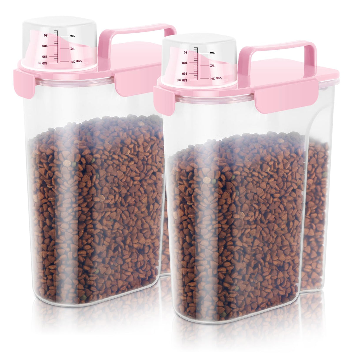 LEAWALK 5-7Lbs Dog Cat Food Storage Container with Upgraded Large Nozzle BPA-free, 4 Snap Seals Plastic Pet Food Storage Containers with Handles are Easy to Clean and Carry