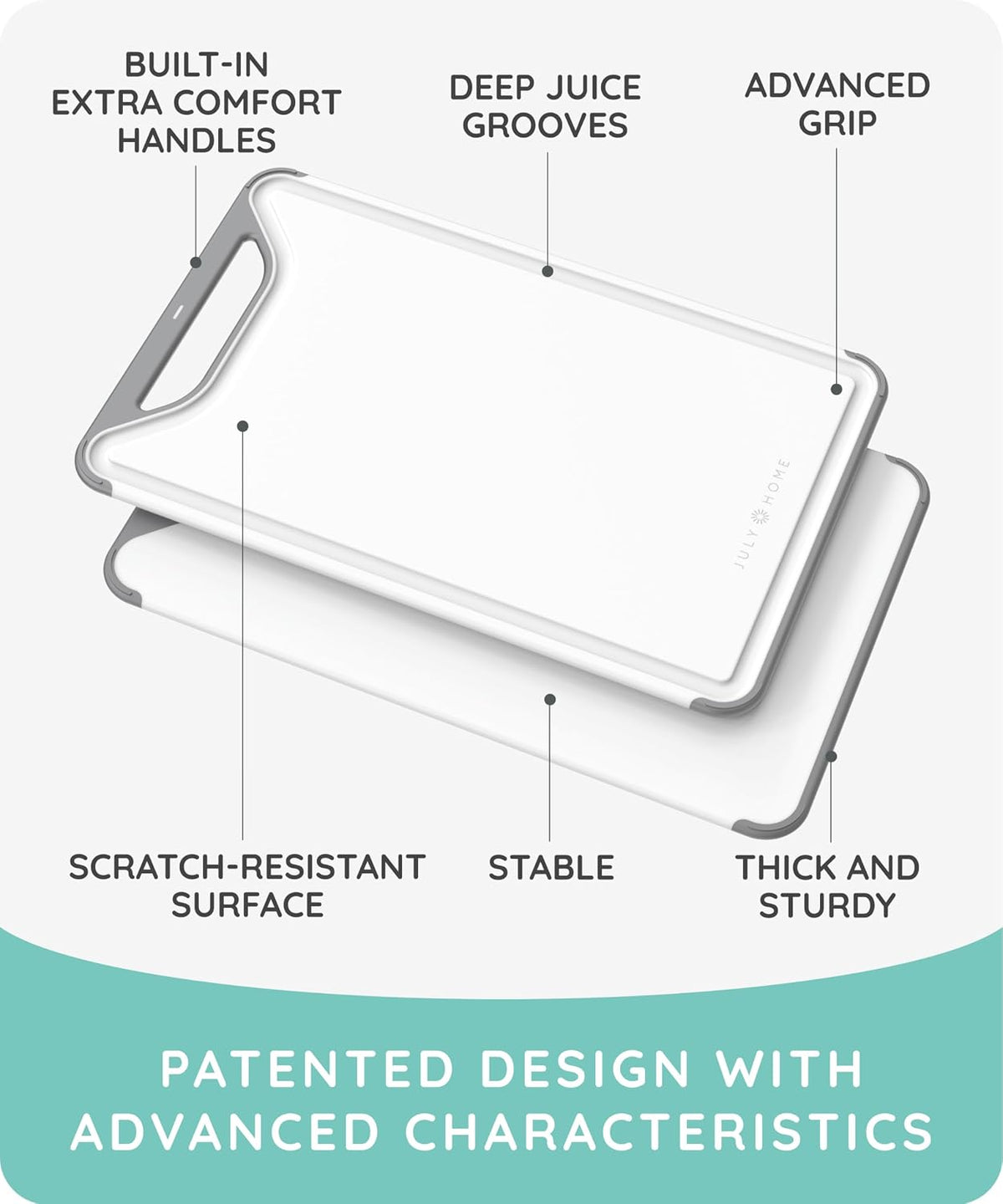 Cutting Boards for Kitchen, Plastic Cutting Board Set of 3, Dishwasher Safe Cutting Boards with Juice Grooves for Meat, Veggies, Fruits, Easy Grip Handle, Serveware Accessories (Gray)