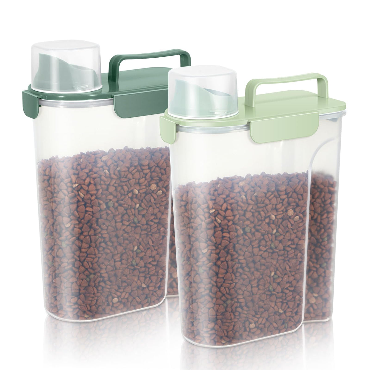 LEAWALK 5-7Lbs Dog Cat Food Storage Container with Upgraded Large Nozzle BPA-free, 4 Snap Seals Plastic Pet Food Storage Containers with Handles are Easy to Clean and Carry