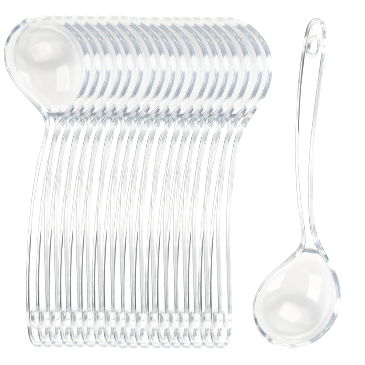 Large Plastic Serving Spoons,Disposable Heavy Duty Serving Spoons,Long Handle Scoop Soup Rice Ladle for Party Catering Buffet Restaurant,20 Pieces