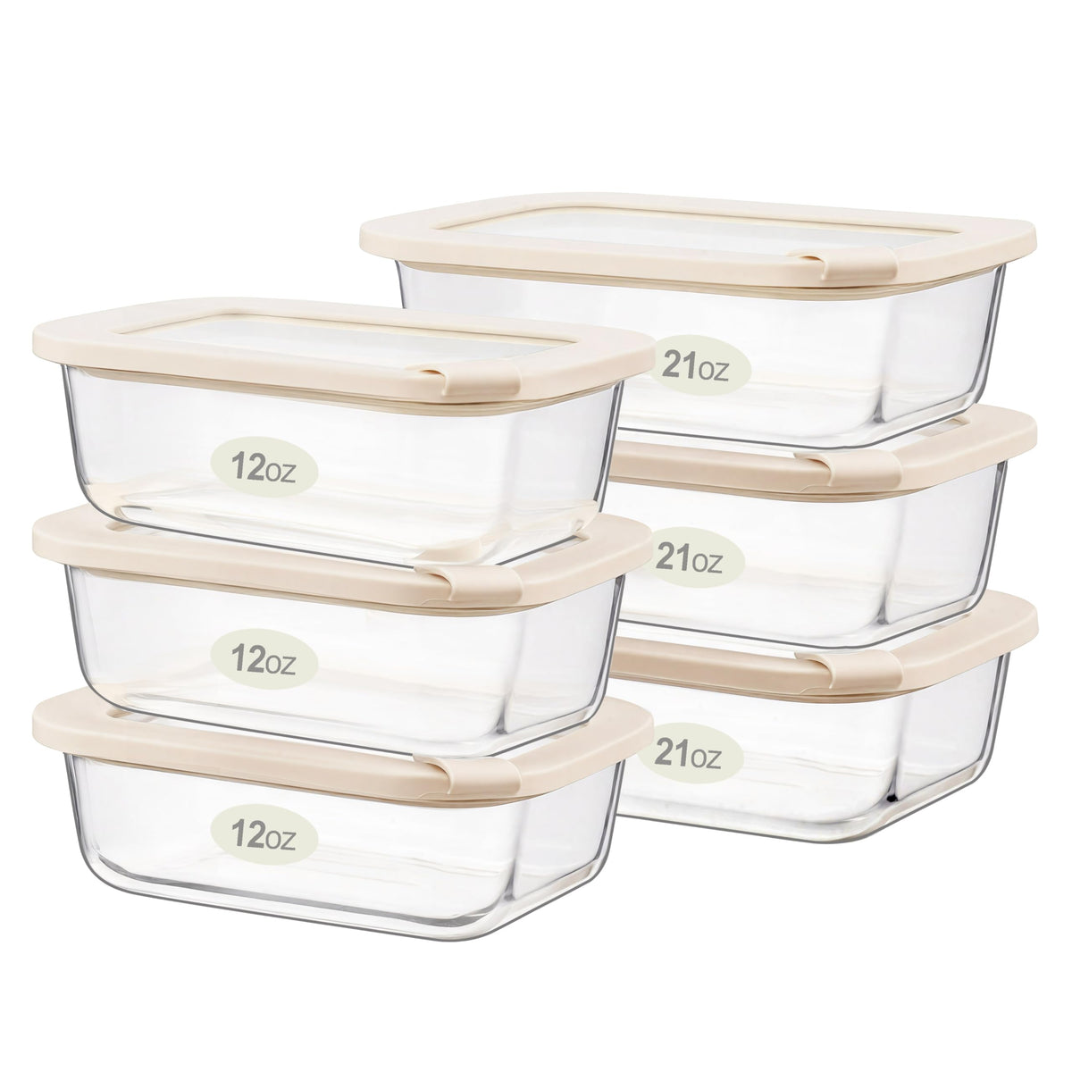 Urban Green Glass Food Storage Containers with Glass Lids, Microwave Safe Food Container Set, Airtight Food Container Set, LeakProof, 100% Plastic Free, White Color, 4pack